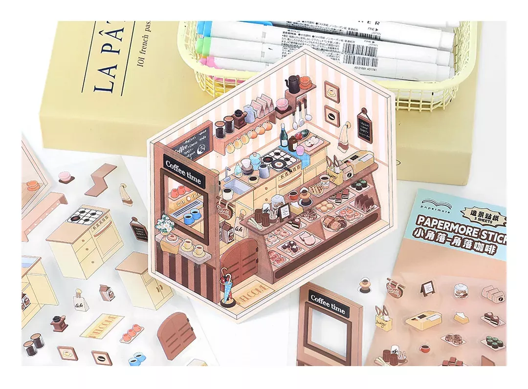 COZY STICKERS SCÈNE CAFÉ MINIATURE – CORNER COFFEE