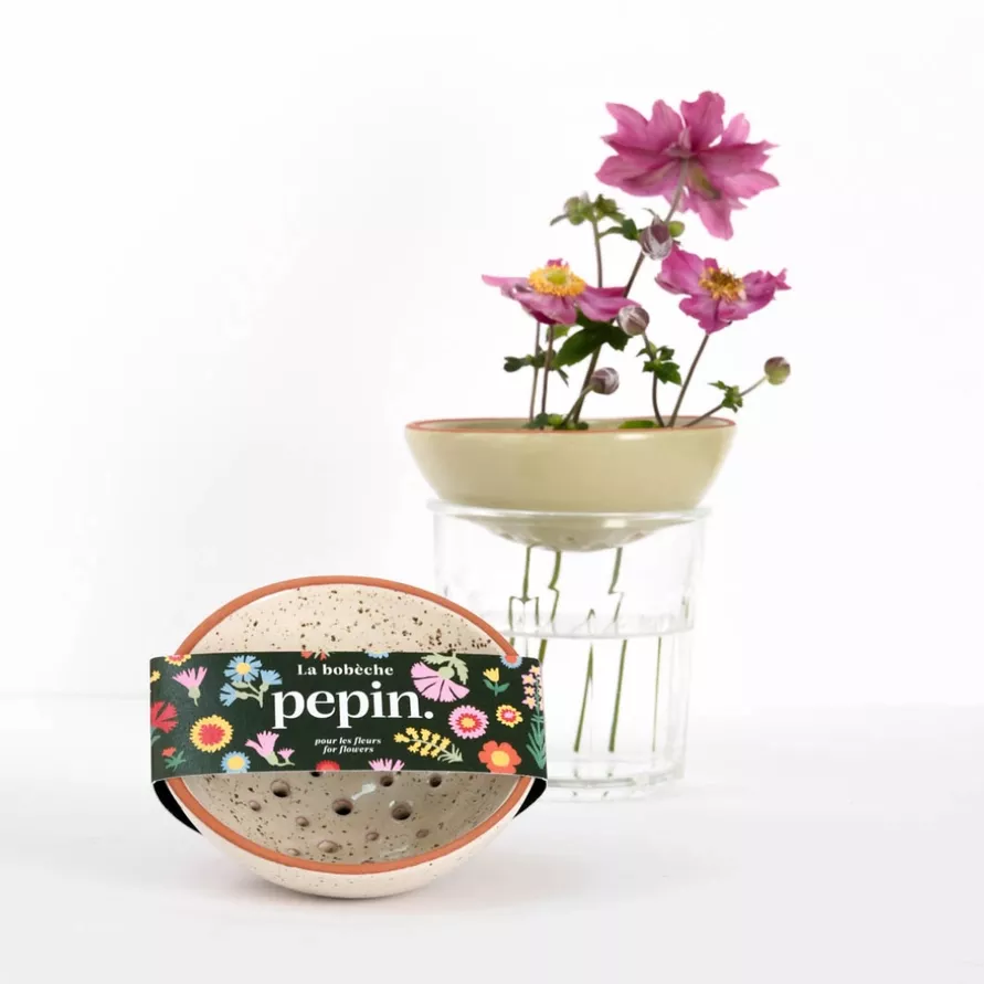 BOBÈCHE EN CÉRAMIQUE BLANC GRAINÉ – PEPIN – ACCESSOIRE FLEURS