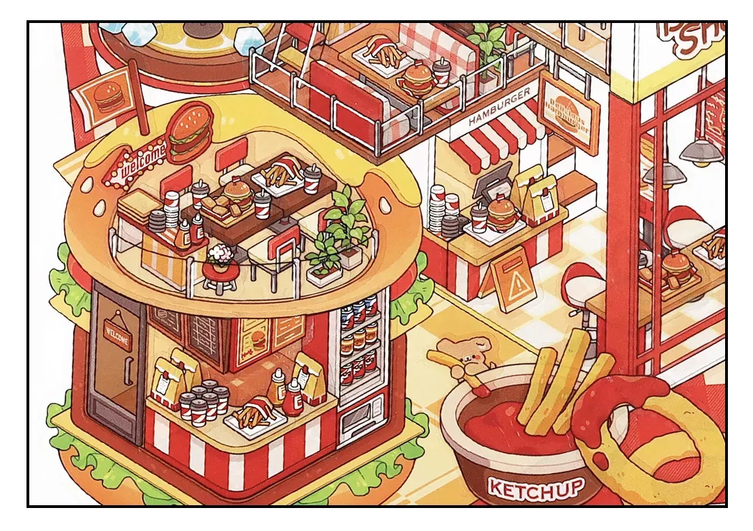 COZY STICKERS – SCÈNE 3D DELICIOUS BURGER CASTLE