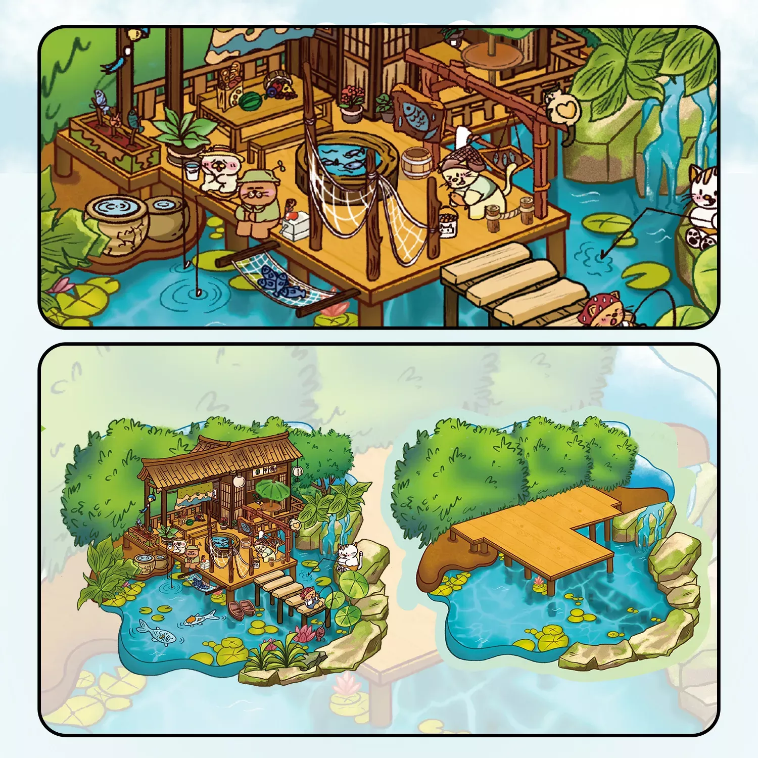 FISHING LODGE – COZY STICKERS – 3D SZENE