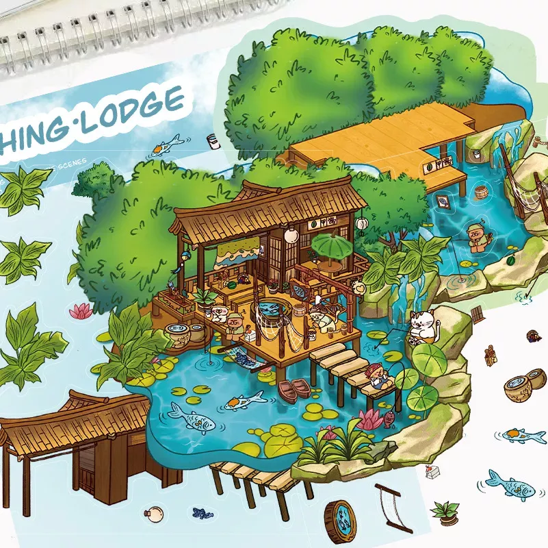 FISHING LODGE – COZY STICKERS – 3D SZENE