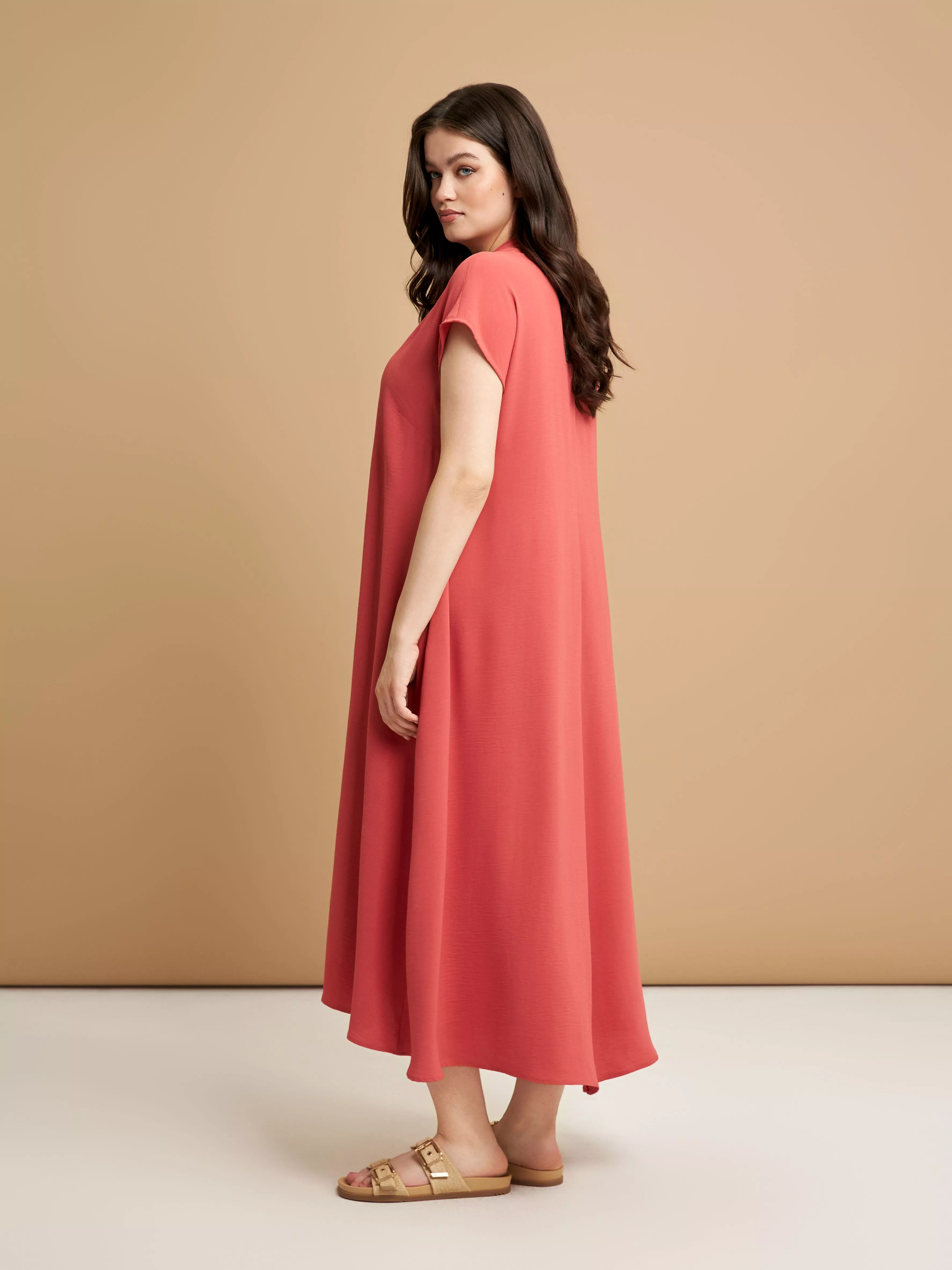 ROBE LONGUE FLUIDE COUPE AMPLE – MAT FASHION – GRANDE TAILLE 44–54