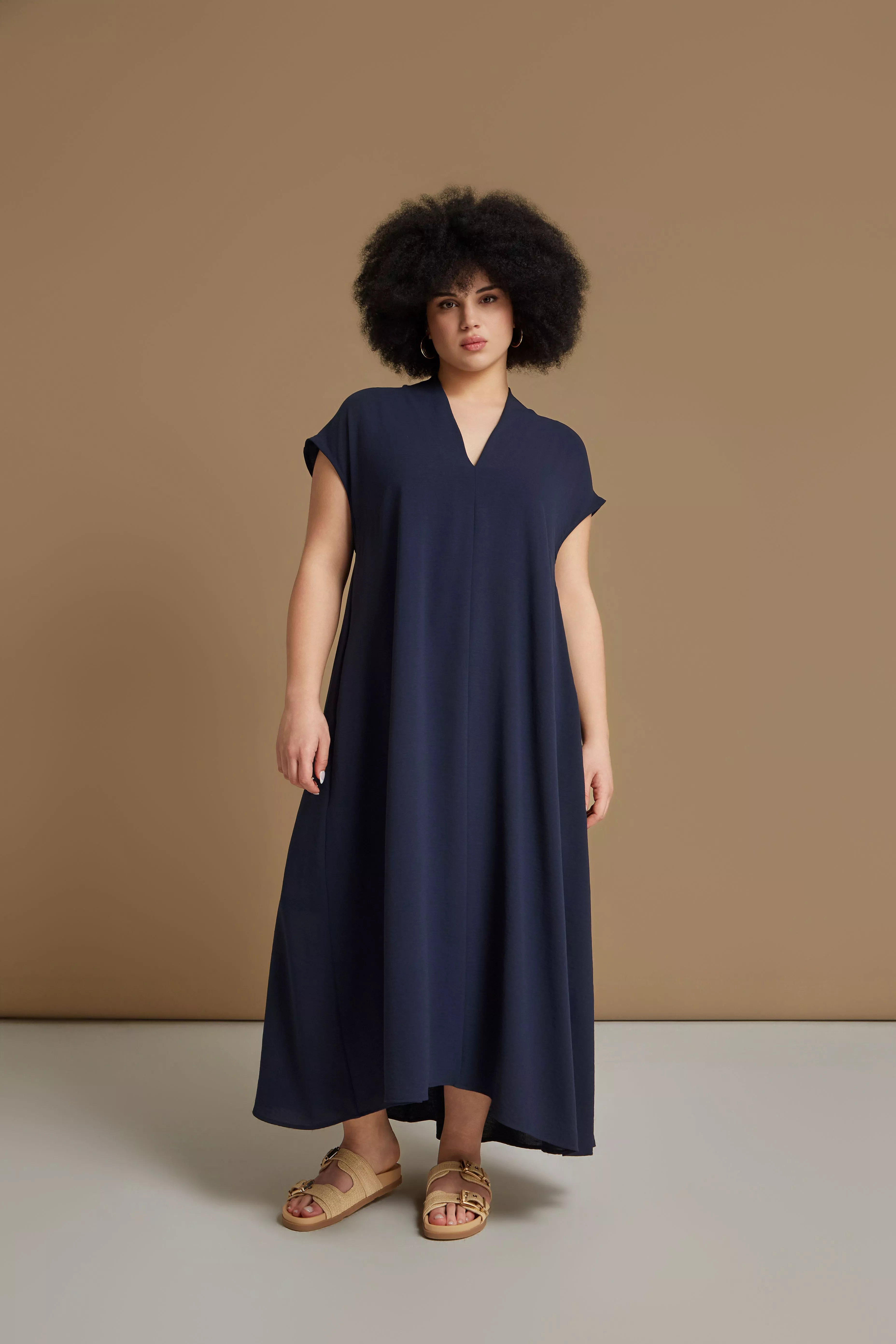 ROBE LONGUE FLUIDE COUPE AMPLE – MAT FASHION – GRANDE TAILLE 44–54