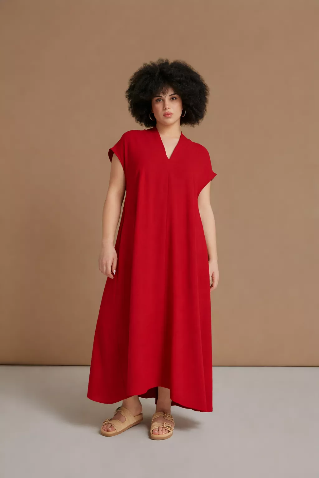 ROBE LONGUE FLUIDE COUPE AMPLE – MAT FASHION – GRANDE TAILLE 44–54