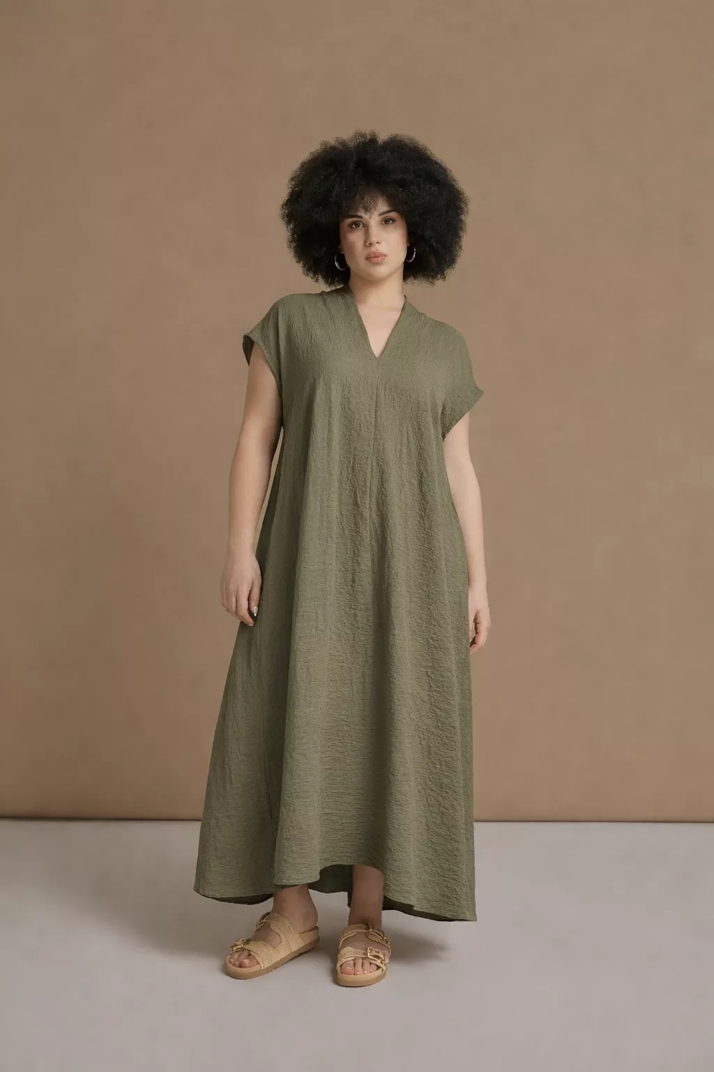 ROBE LONGUE FLUIDE COUPE AMPLE – MAT FASHION – GRANDE TAILLE 44–54