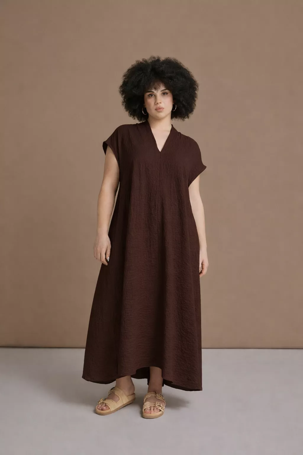 ROBE LONGUE FLUIDE COUPE AMPLE – MAT FASHION – GRANDE TAILLE 44–54