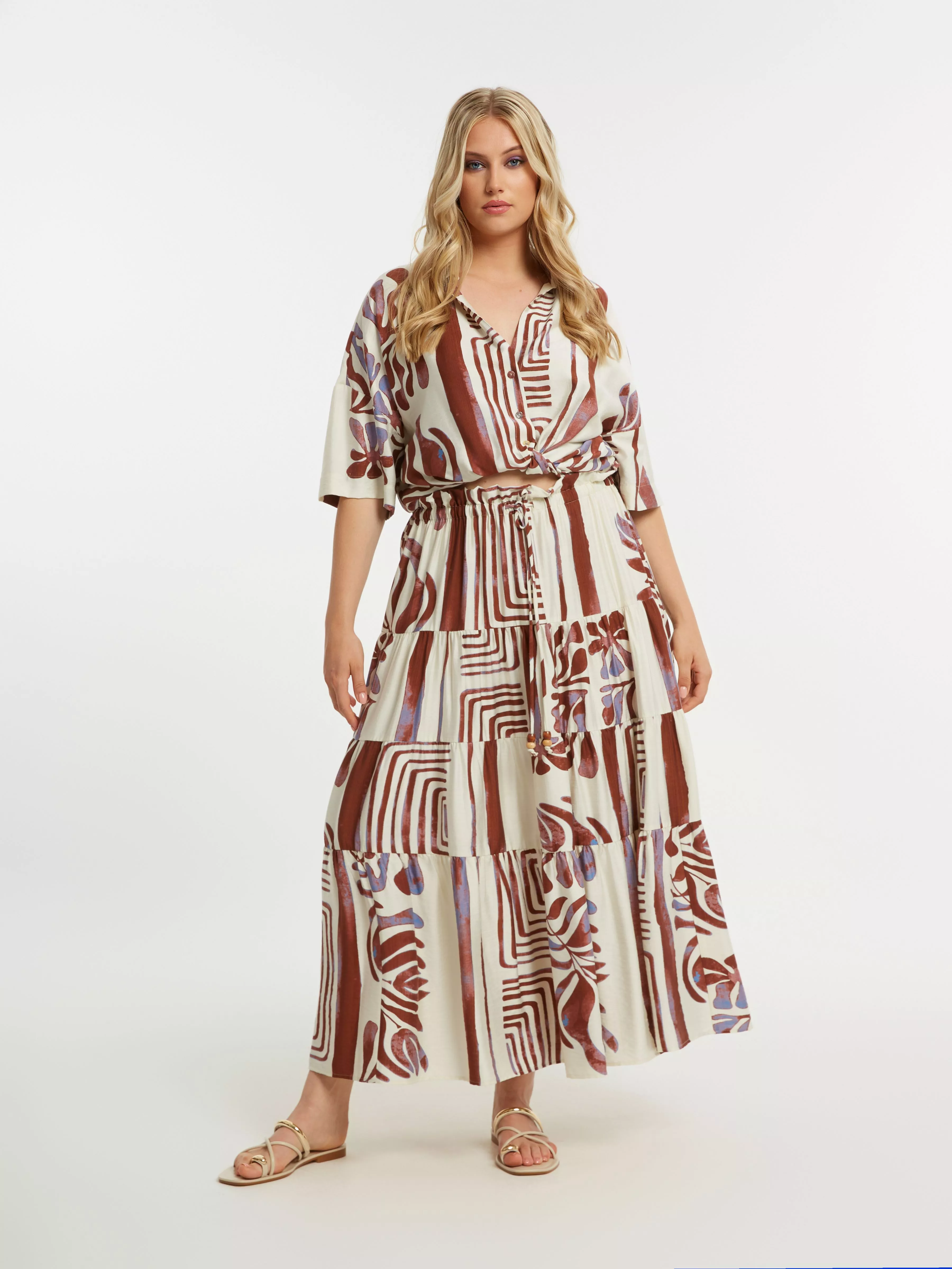 JUPE LONGUE IMPRIMÉE FLUIDE – MAT FASHION – GRANDE TAILLE 42–52