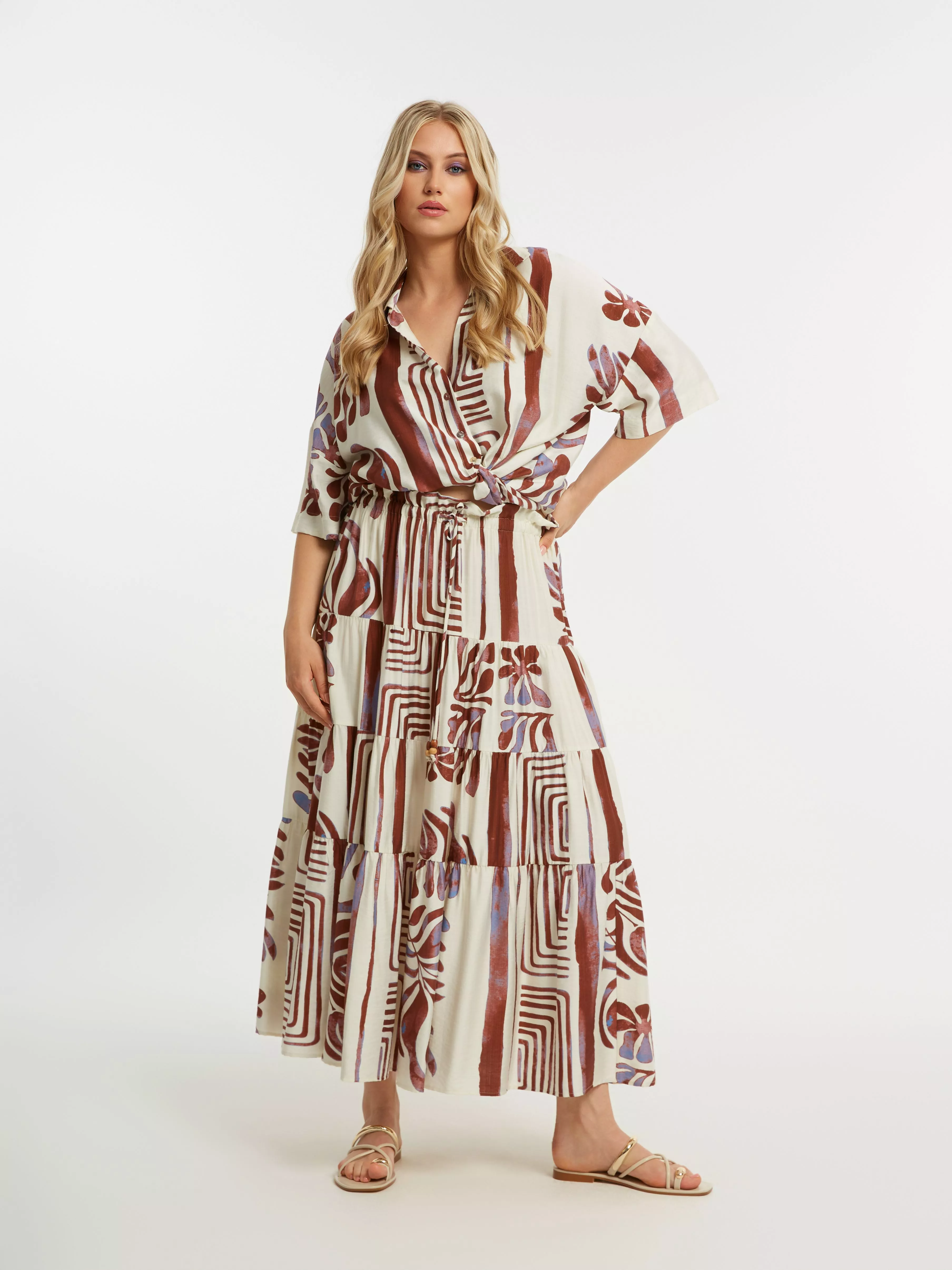 JUPE LONGUE IMPRIMÉE FLUIDE – MAT FASHION – GRANDE TAILLE 42–52