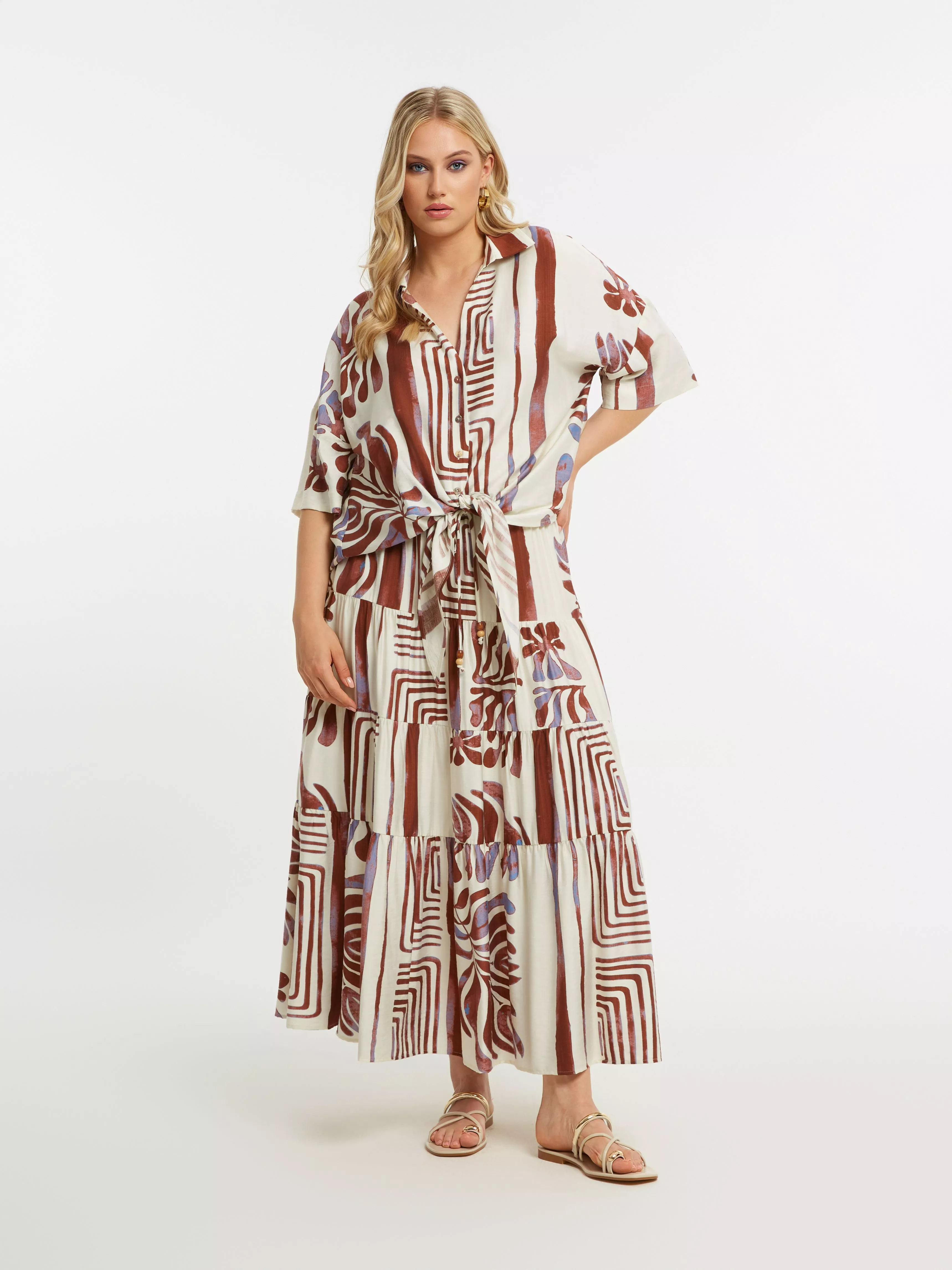 BLOUSE À NOUER FLUIDE IMPRIMÉE – MAT FASHION – GRANDE TAILLE 42–52