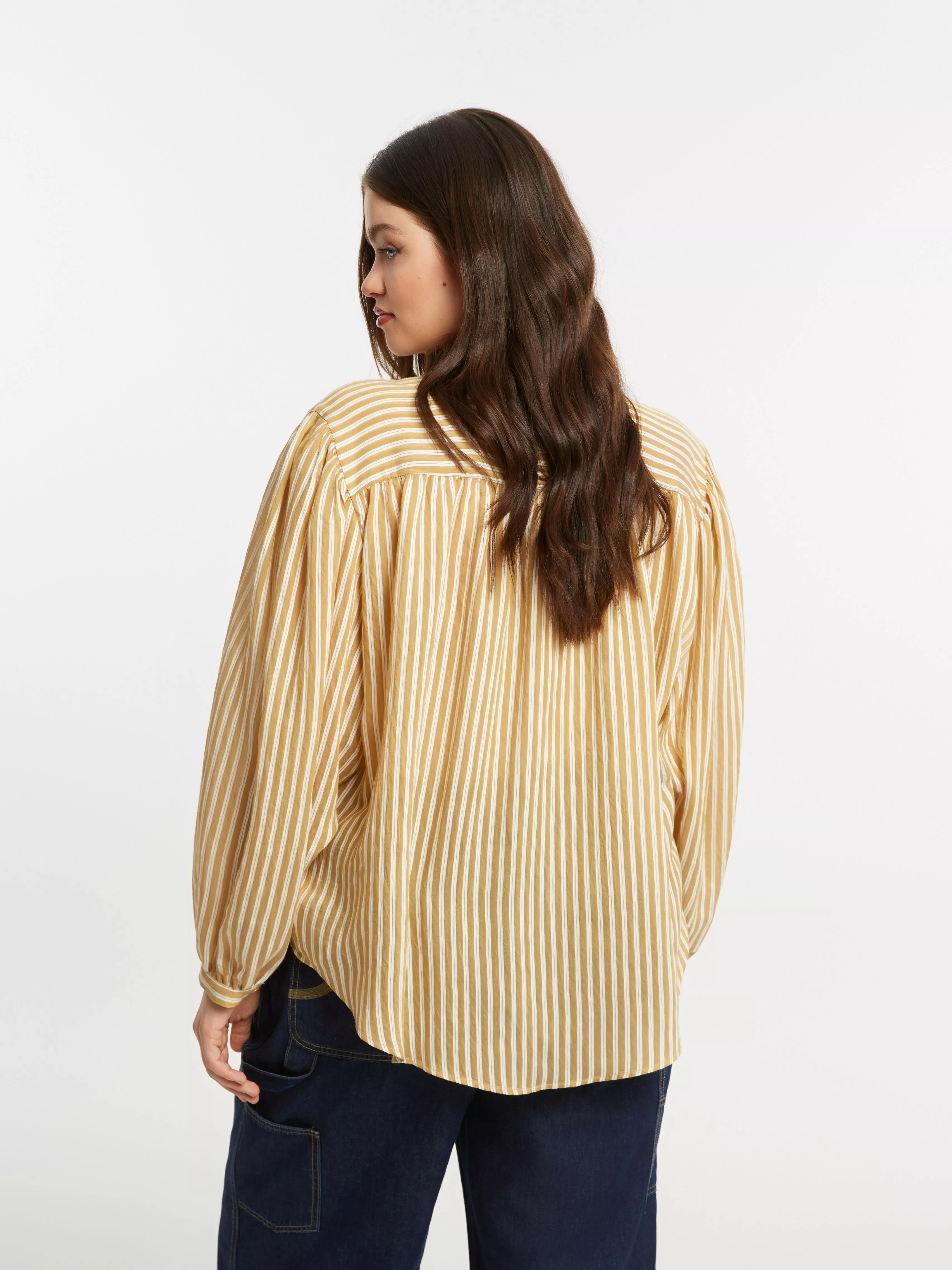 BLOUSE CARAMEL RAYÉE – MAT FASHION – GRANDE TAILLE 44–54