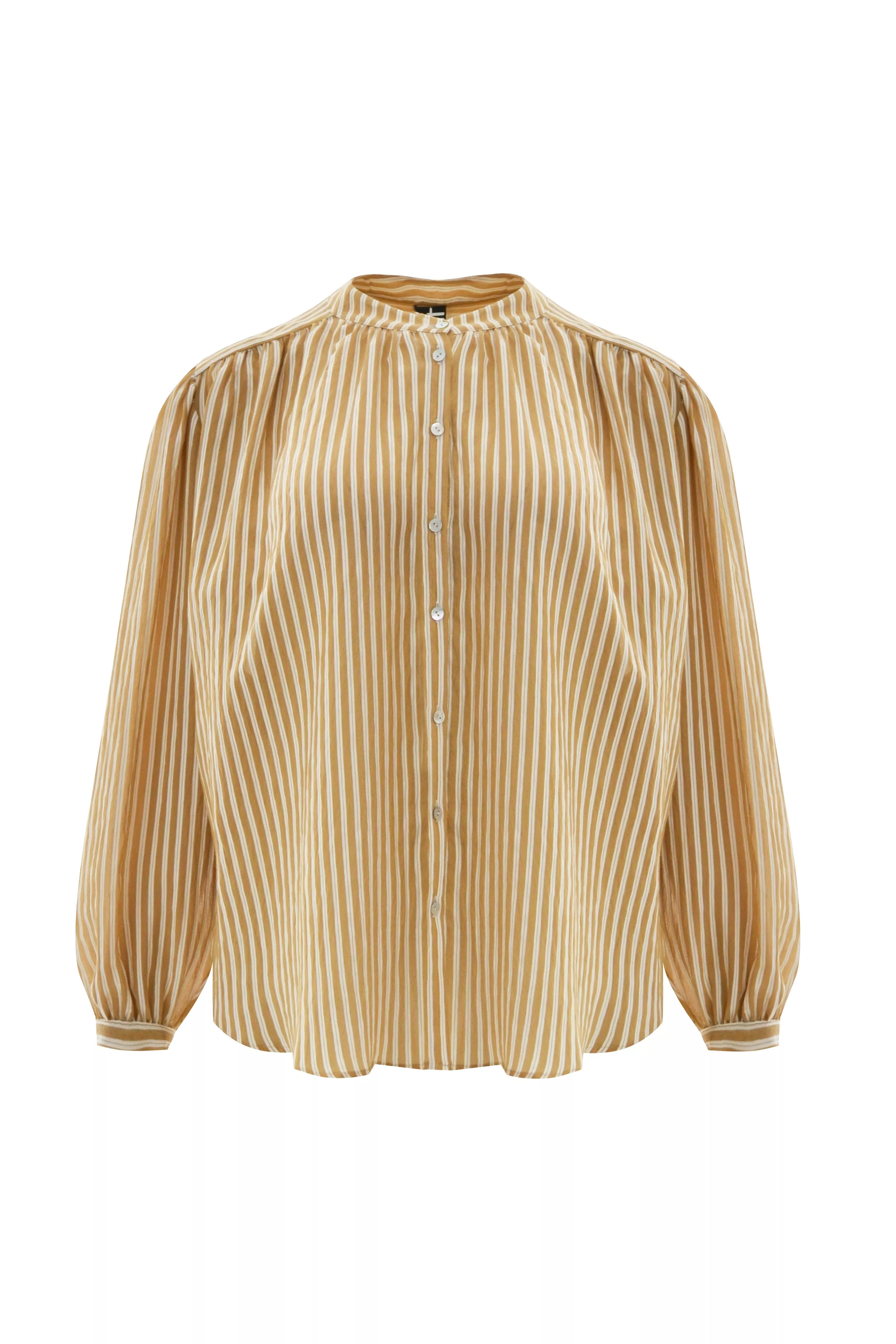 BLOUSE CARAMEL RAYÉE – MAT FASHION – GRANDE TAILLE 44–54