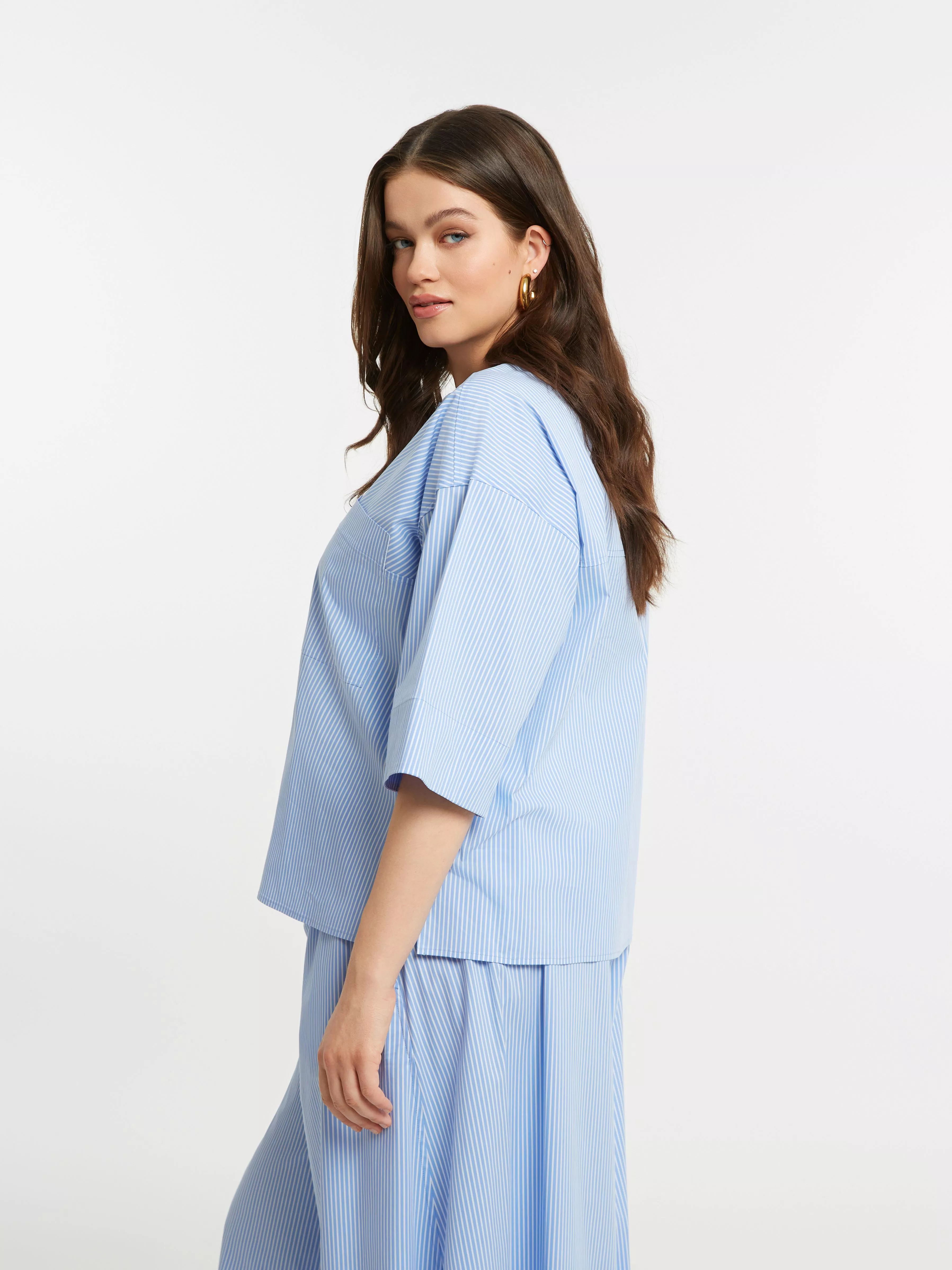 TUNIQUE LIGHT BLUE RAYÉE – MAT FASHION – GRANDE TAILLE 44–54