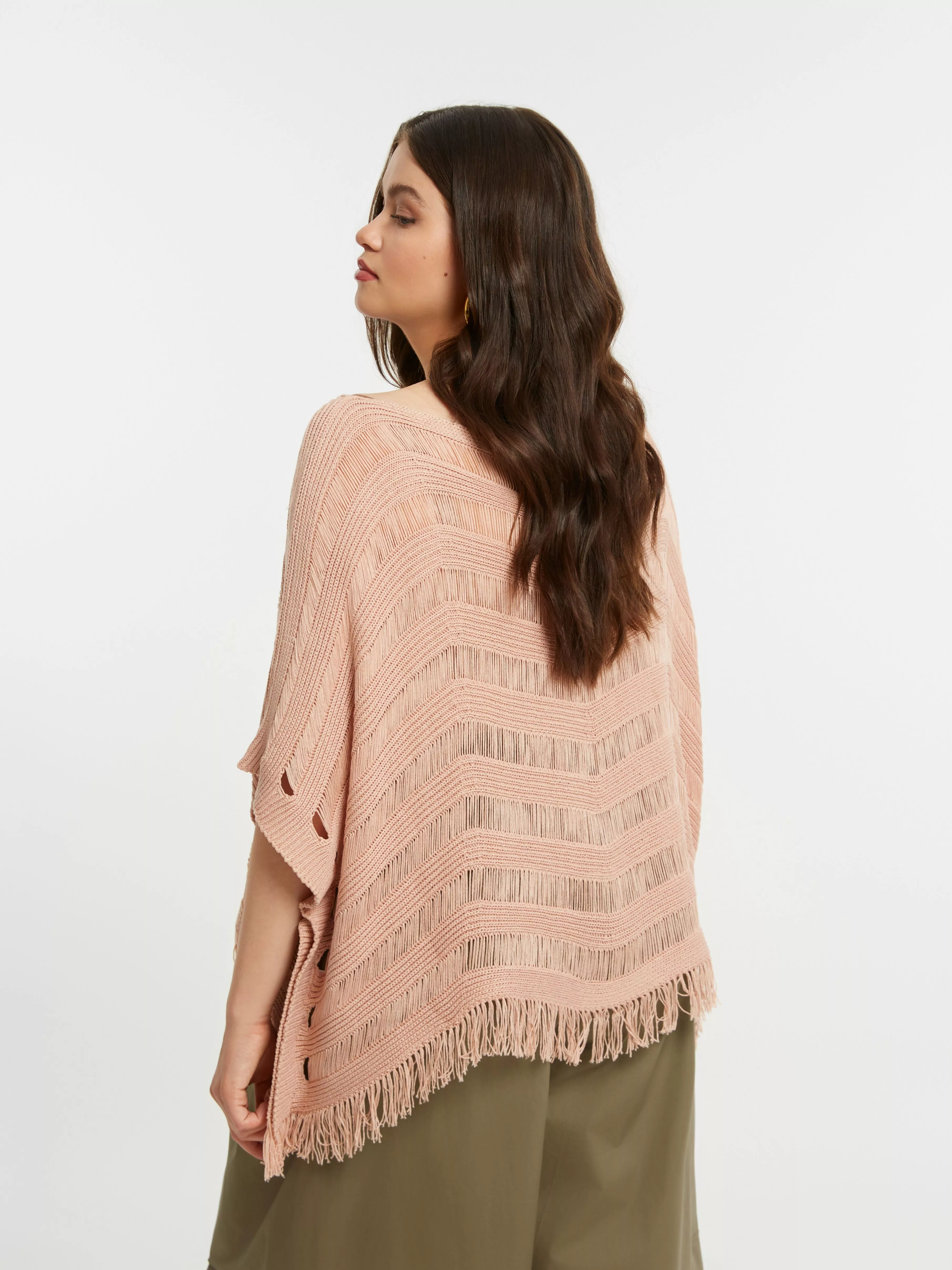 PULL PONCHO MAILLE AJOURÉE – MAT FASHION – GRANDE TAILLE 44–54