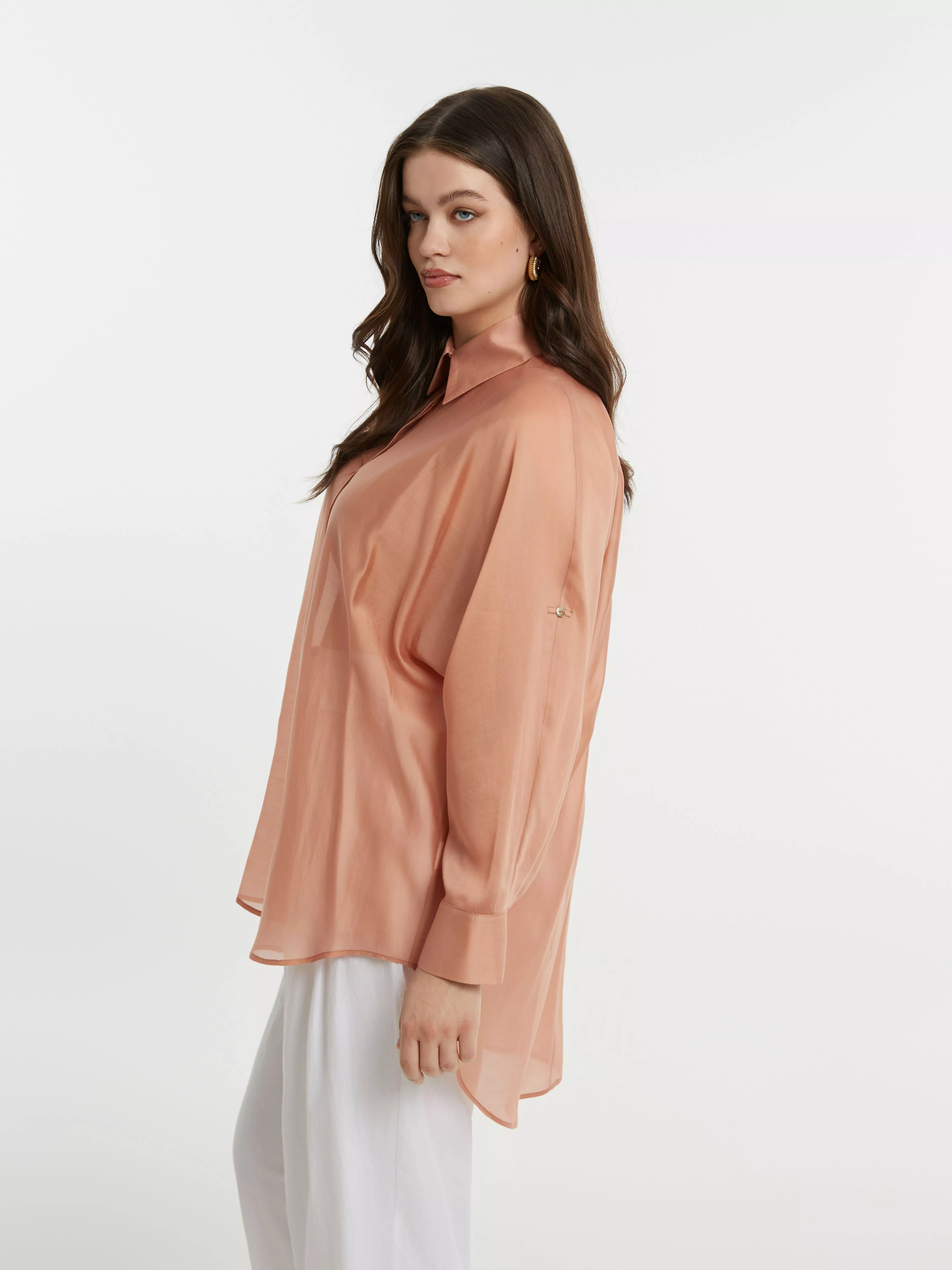 CHEMISE VOLUPTUEUSE PEACH MANCHES LONGUES – MAT FASHION – GRANDE TAILLE 44–54