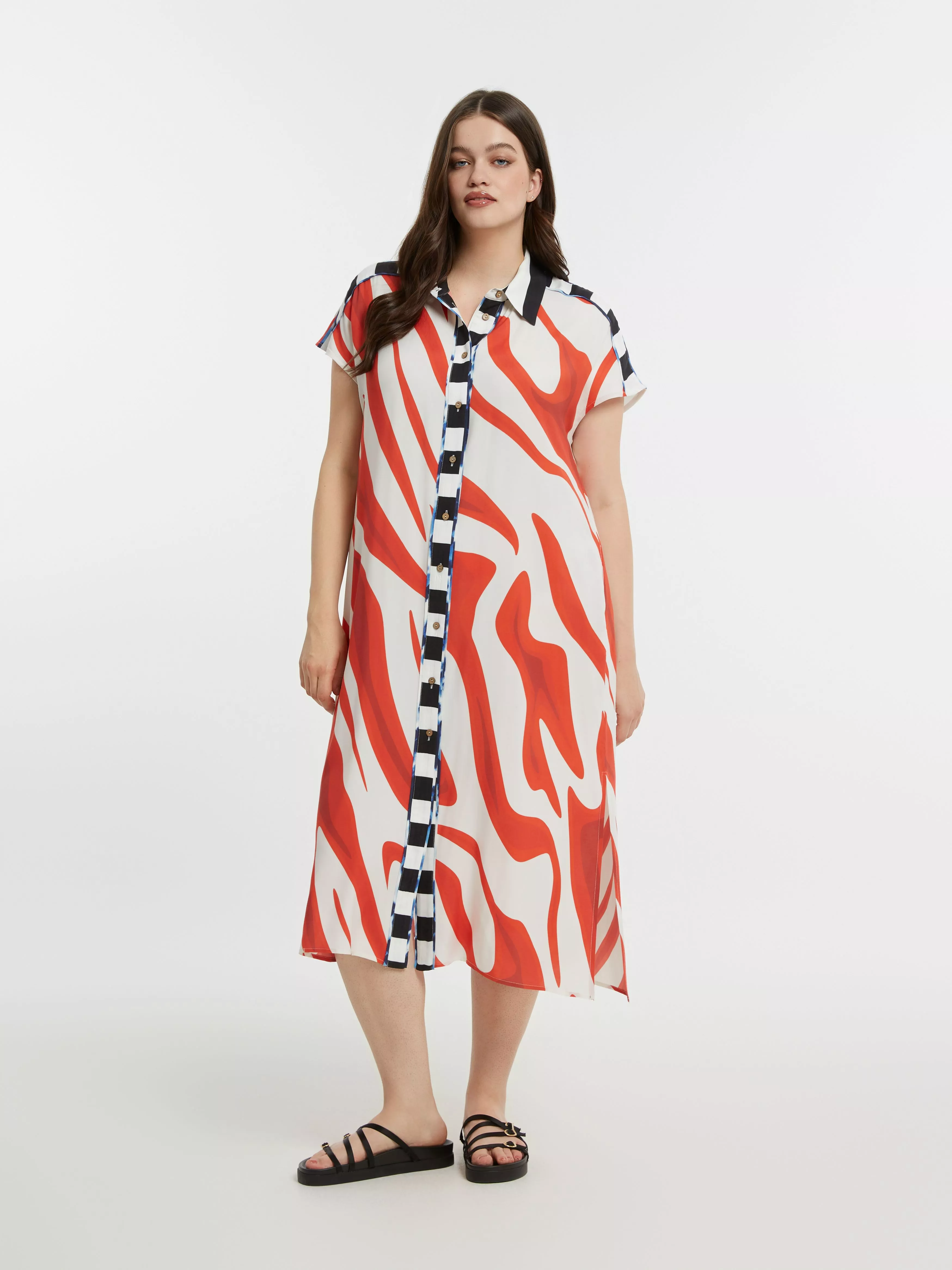 ROBE CHEMISE IMPRIMÉE FLUIDE – MAT FASHION – GRANDE TAILLE 44–54