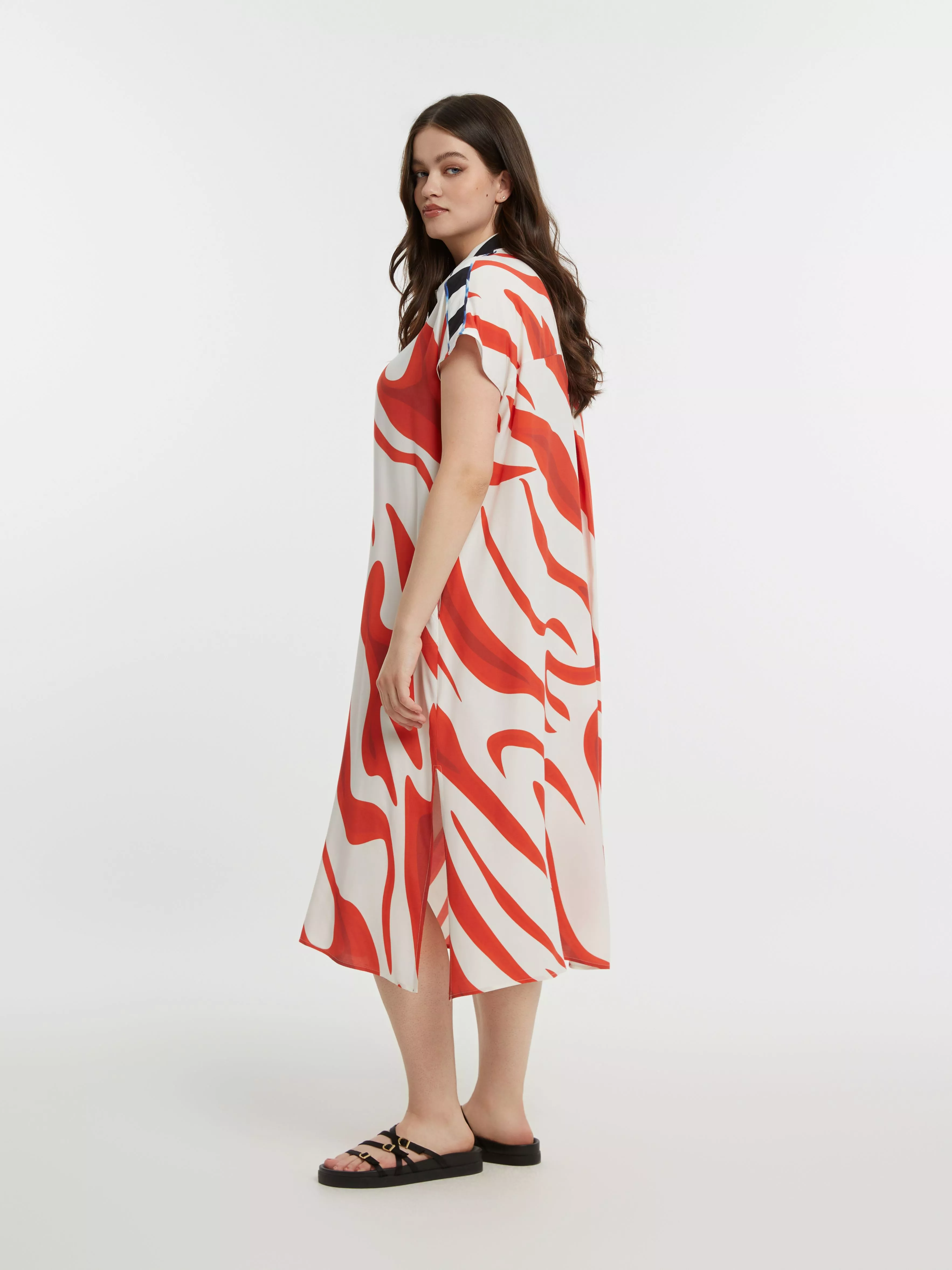 ROBE CHEMISE IMPRIMÉE FLUIDE – MAT FASHION – GRANDE TAILLE 44–54