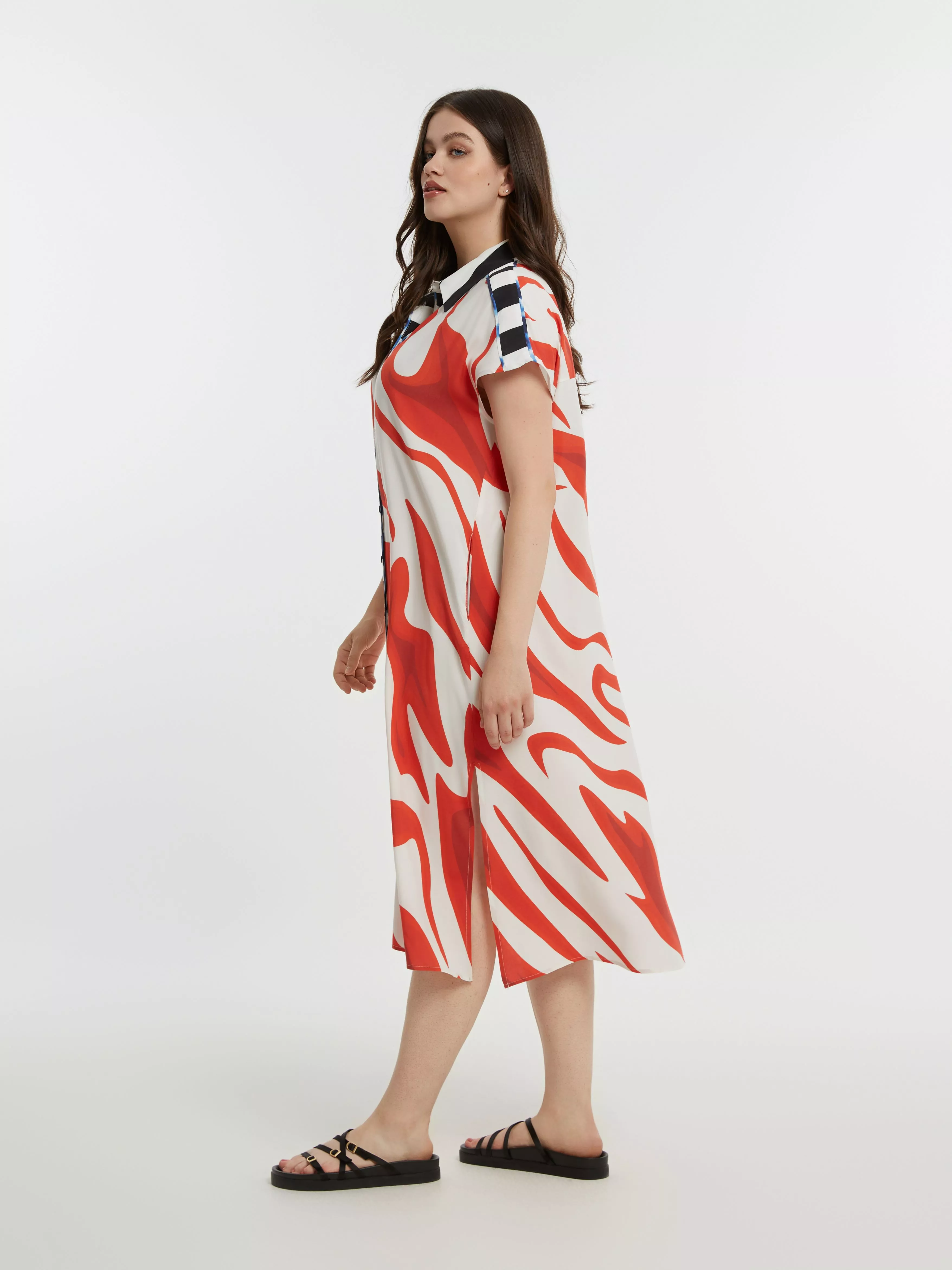 ROBE CHEMISE IMPRIMÉE FLUIDE – MAT FASHION – GRANDE TAILLE 44–54