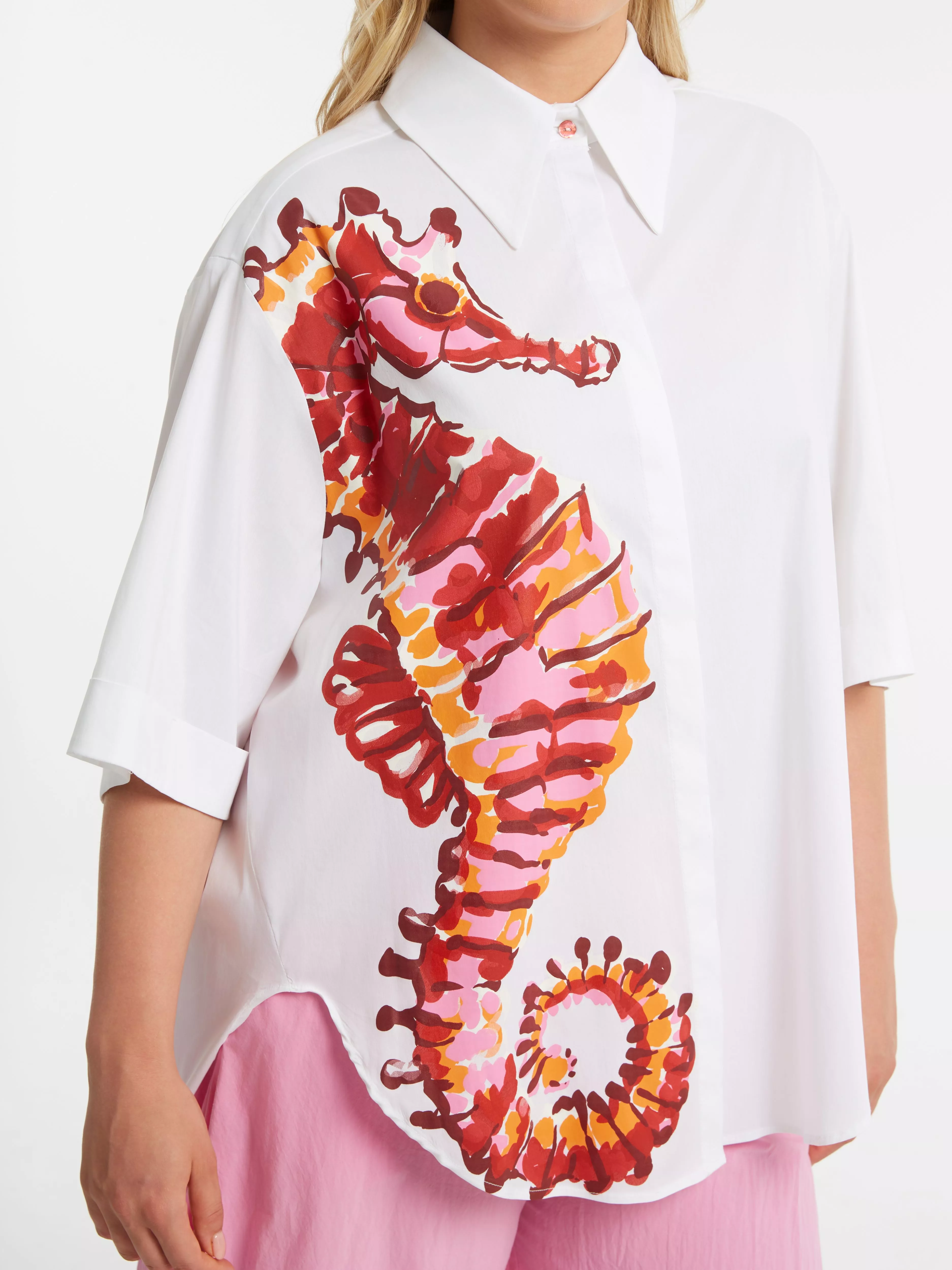 CHEMISE OVERSIZE IMPRIMÉ HIPPOCAMPE – MAT FASHION – GRANDE TAILLE 44–54