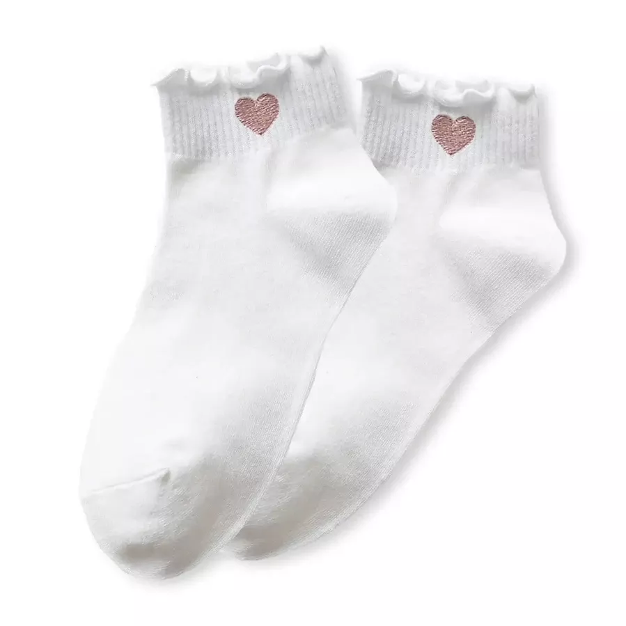 SOQUETTES MI-HAUTES CŒUR TENDRE ET VOLANT – TITES CHAUSSETTES
