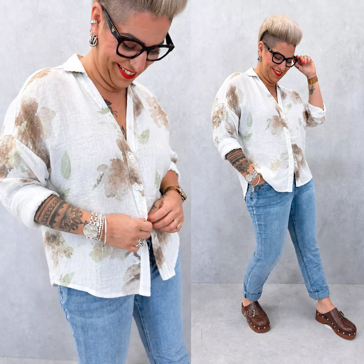 BLOUSE LINA – LIN IMPRIMÉ – GRANDE TAILLE 44–48