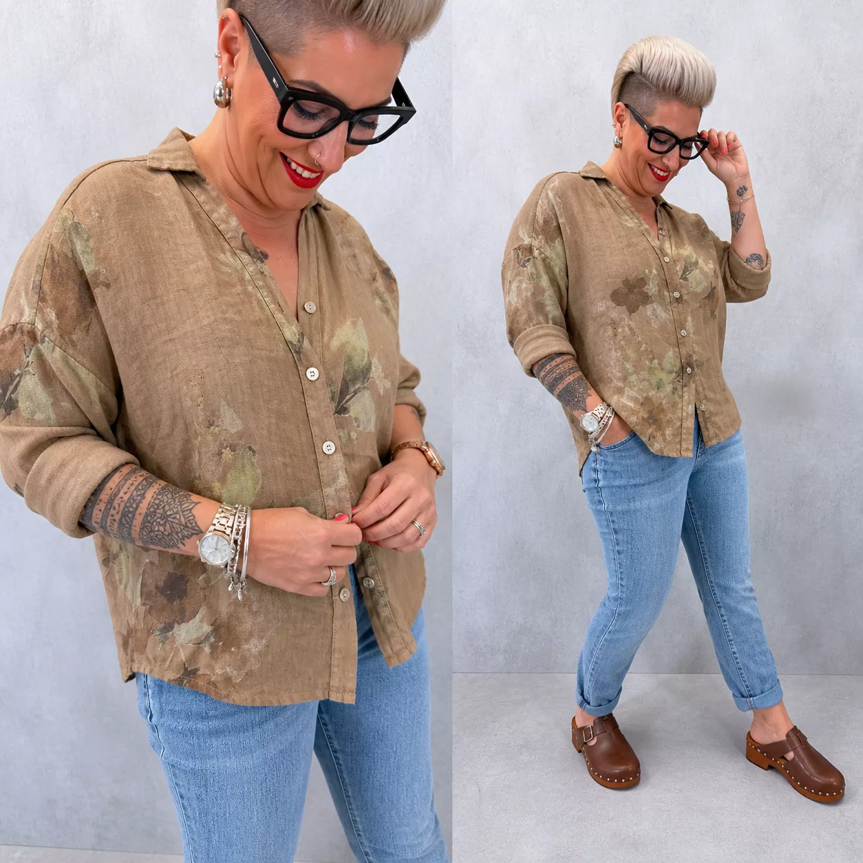 BLOUSE LINA – LIN IMPRIMÉ – GRANDE TAILLE 44–48