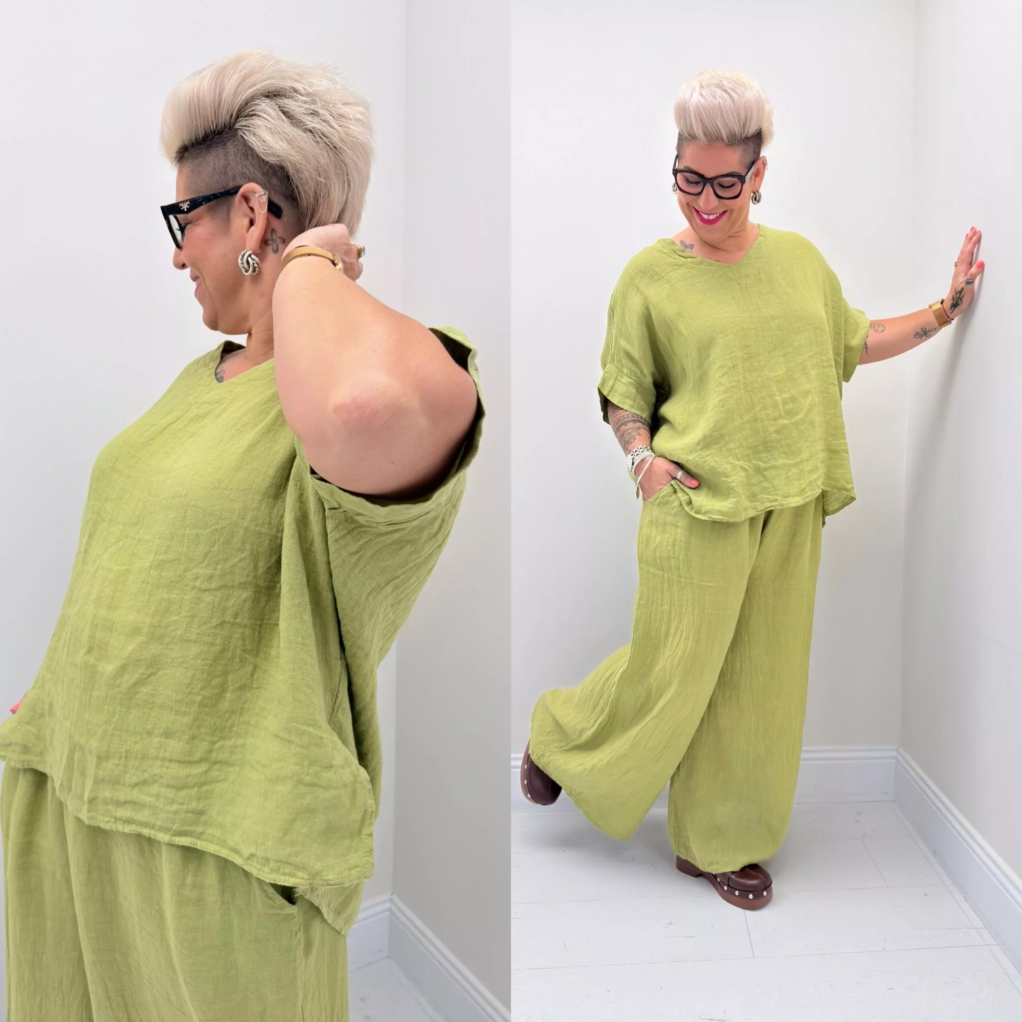 PANTALON LIN – COUPE LARGE – GRANDE TAILLE 44–48