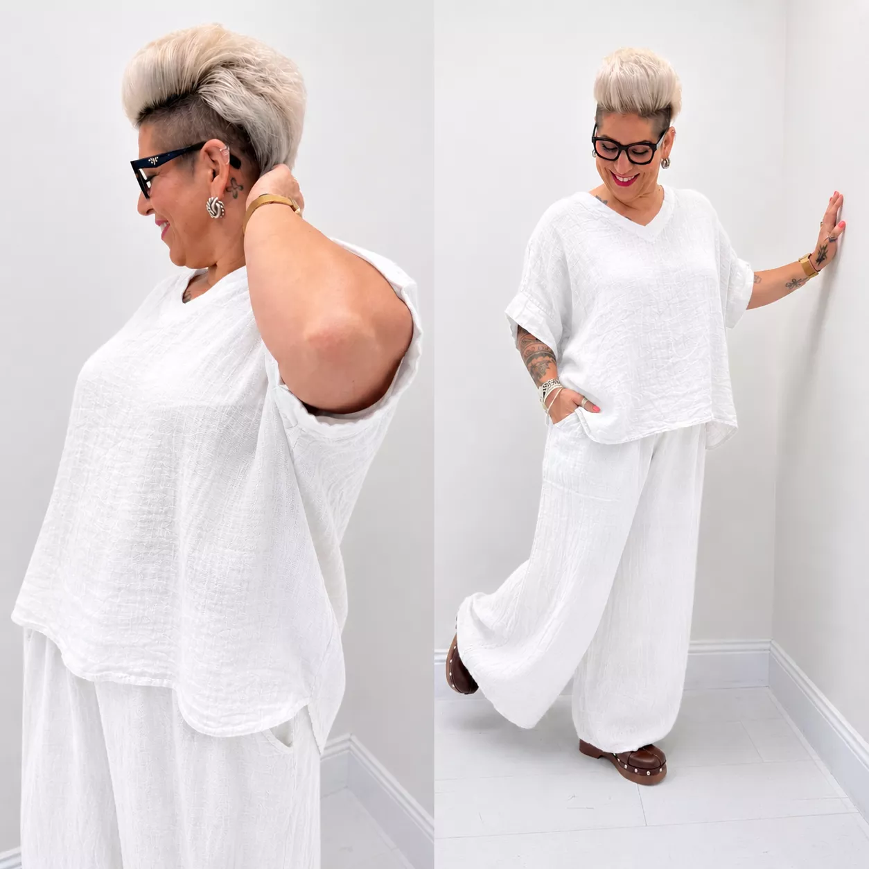 PANTALON LIN – COUPE LARGE – GRANDE TAILLE 44–48