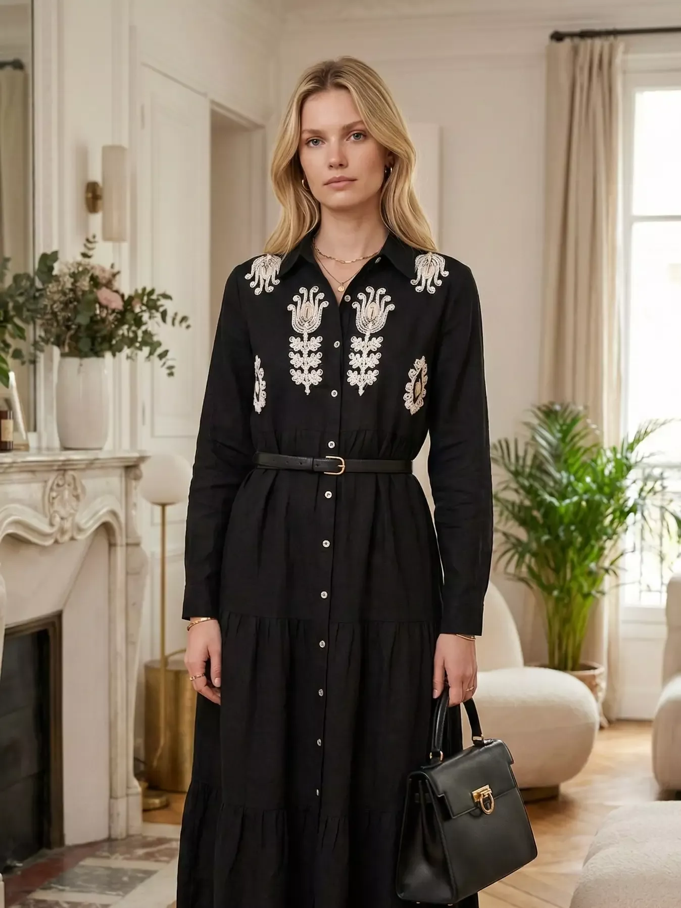 ROBE ALBANE – ROBE LONGUE BRODÉE – TAILLE UNIQUE
