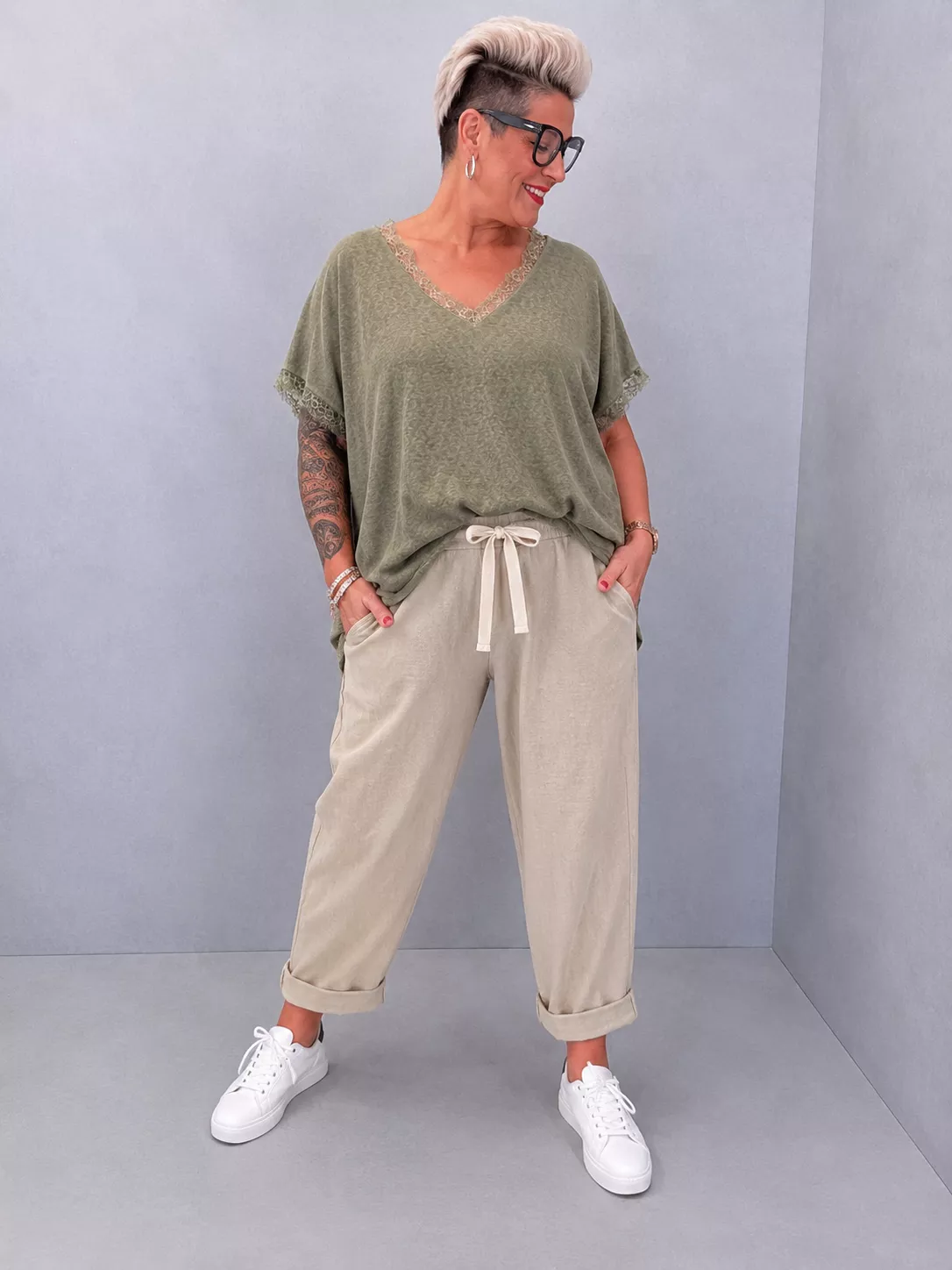 PANTALON JIMMY – COTON & LIN – GRANDE TAILLE 42–46