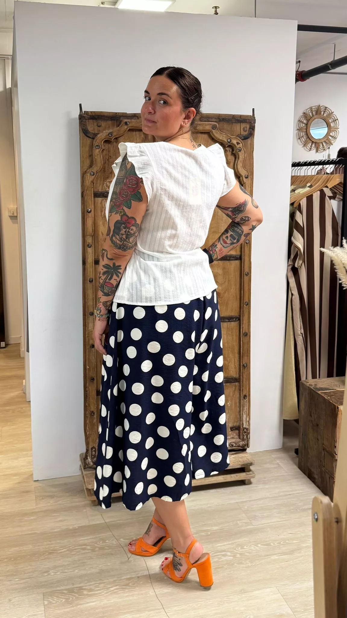 JUPE CULOTTE ELENI À POIS – GRANDE TAILLE 42–50