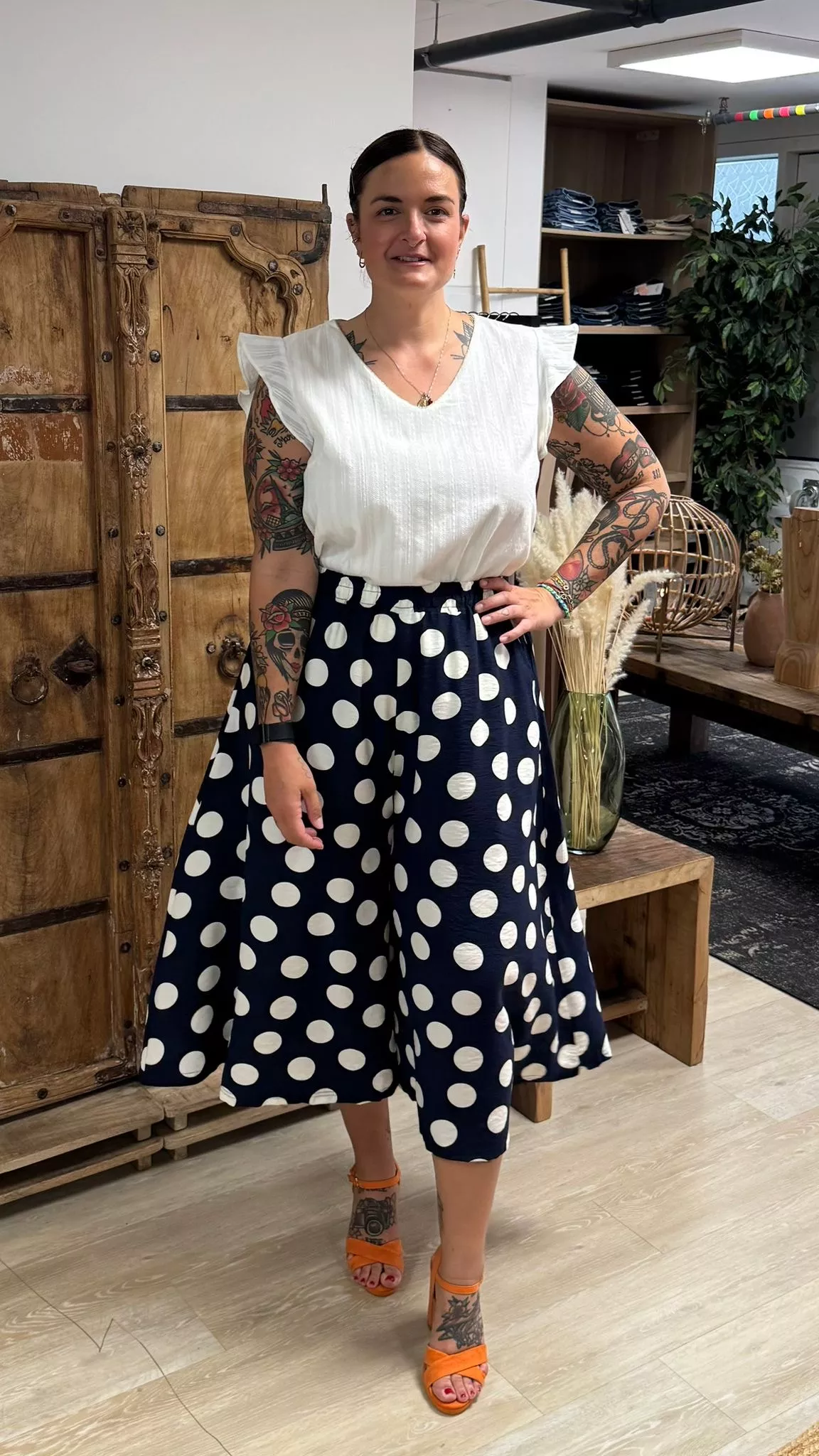 JUPE CULOTTE ELENI À POIS – GRANDE TAILLE 42–50