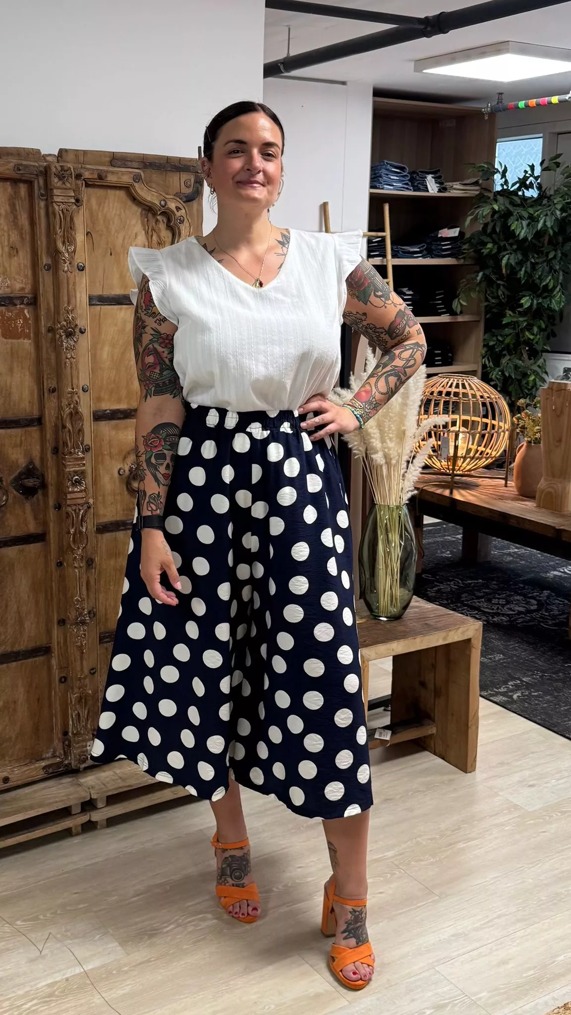 JUPE CULOTTE ELENI À POIS – GRANDE TAILLE 42–50