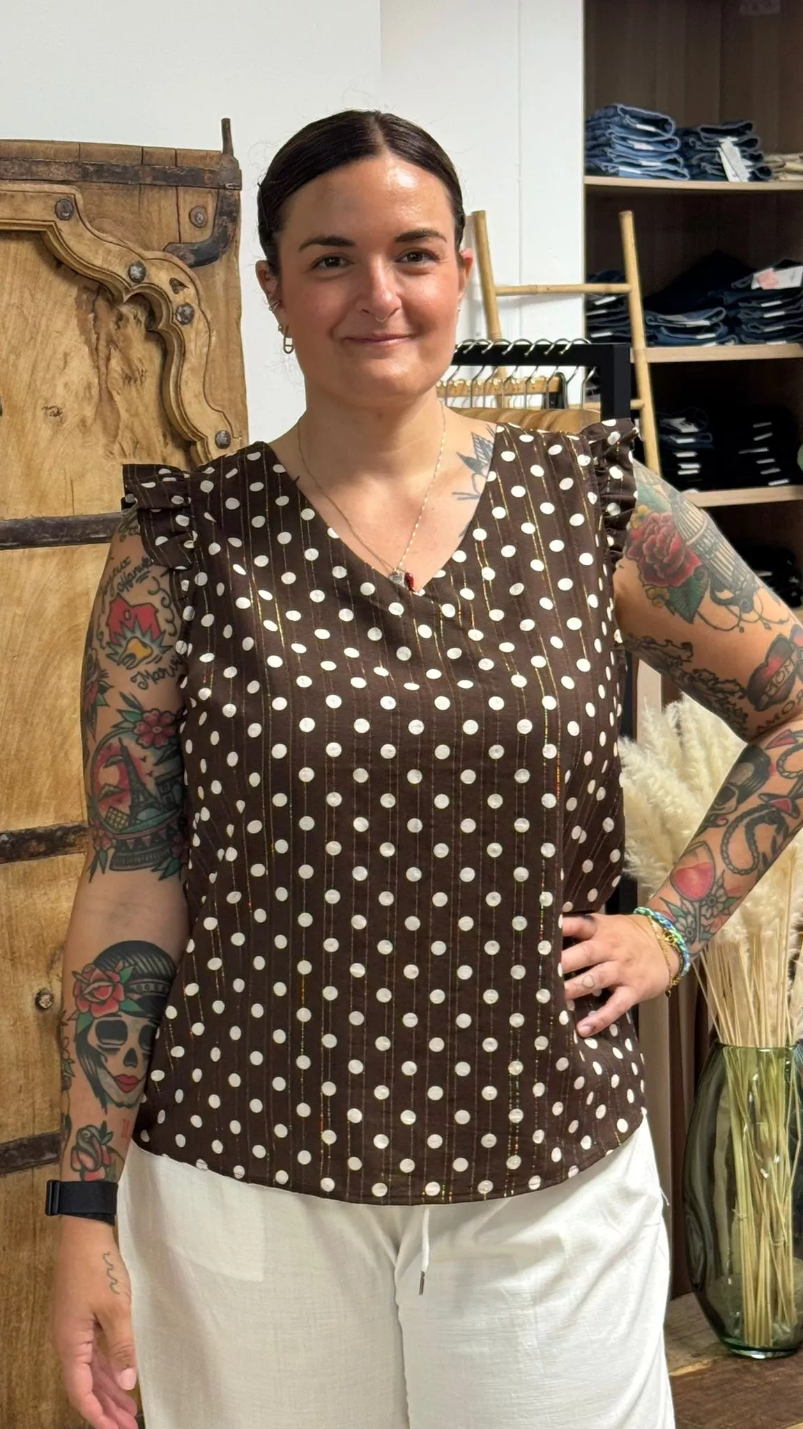 TOP ISABELLA À POIS – GRANDE TAILLE 42–50
