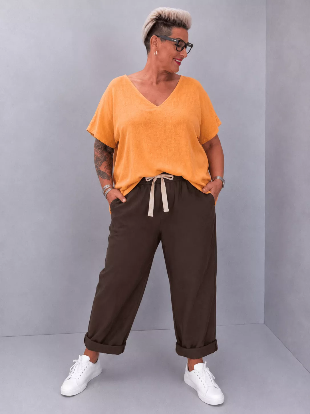 PANTALON JIMMY – COTON & LIN – GRANDE TAILLE 42–46