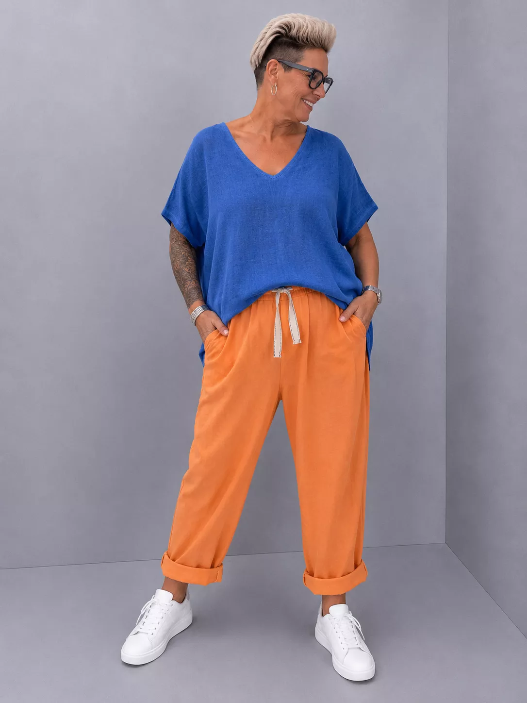 PANTALON JIMMY – COTON & LIN – GRANDE TAILLE 42–46