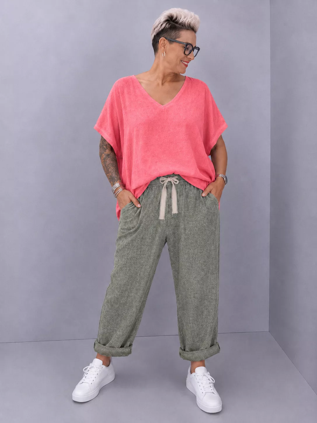 PANTALON JIMMY – COTON & LIN – GRANDE TAILLE 42–46