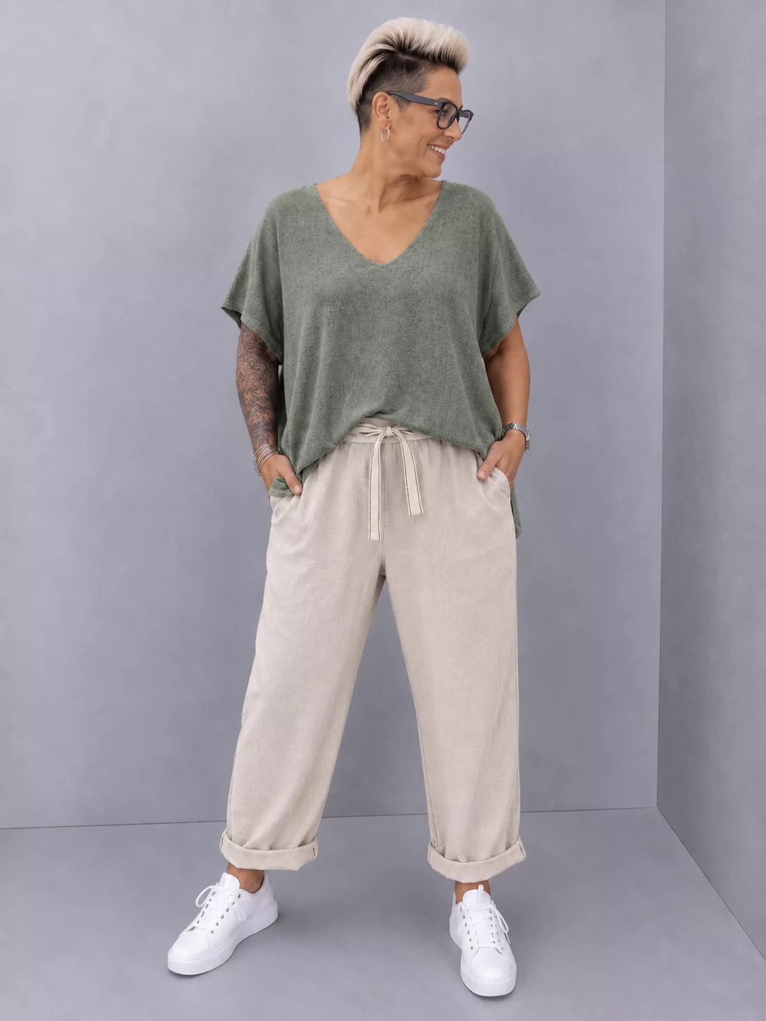 PANTALON JIMMY – COTON & LIN – GRANDE TAILLE 42–46
