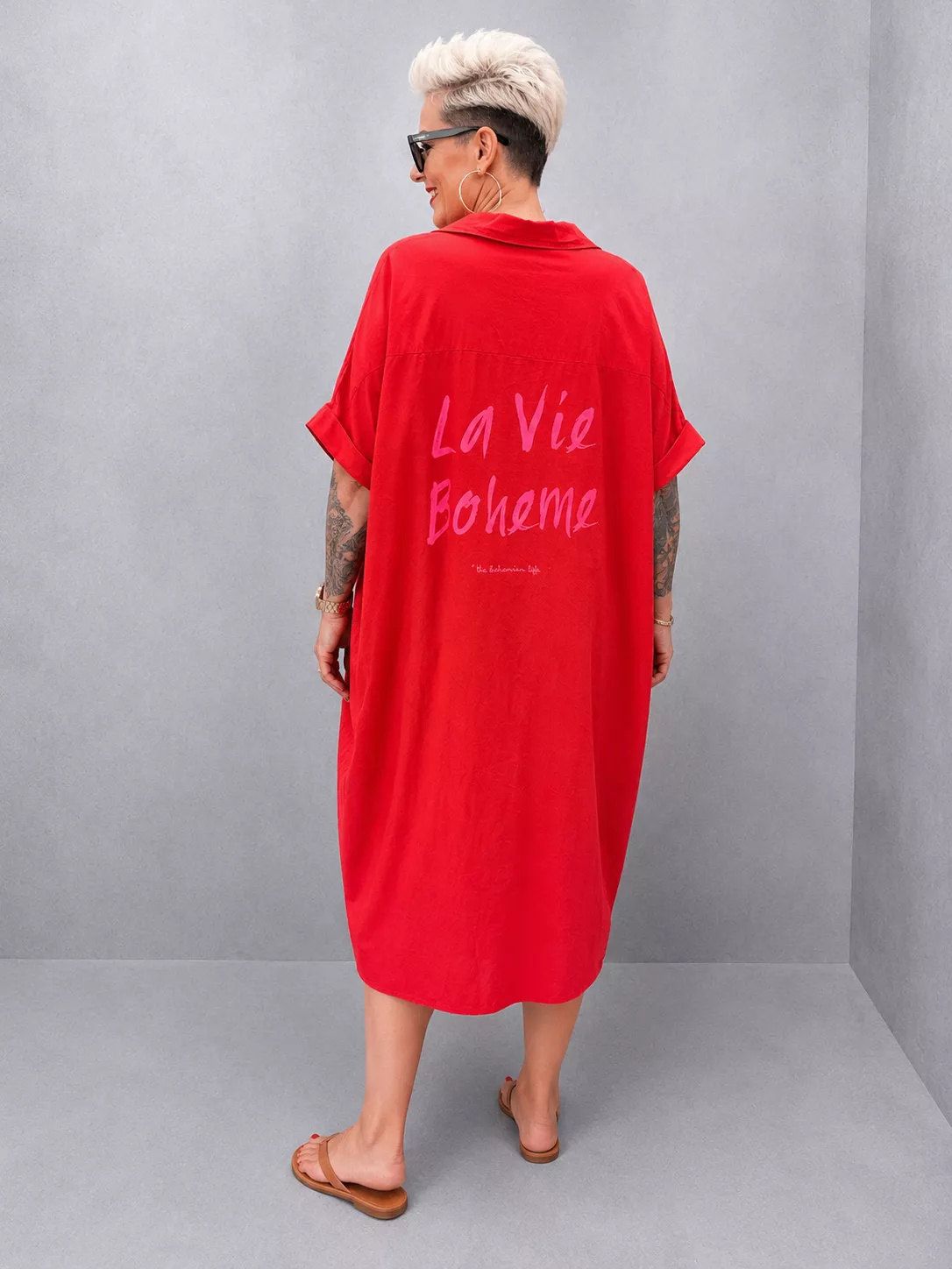 ROBE CHEMISE LA VIE BOHÈME EN VOILE DE COTON – GRANDE TAILLE 46–50