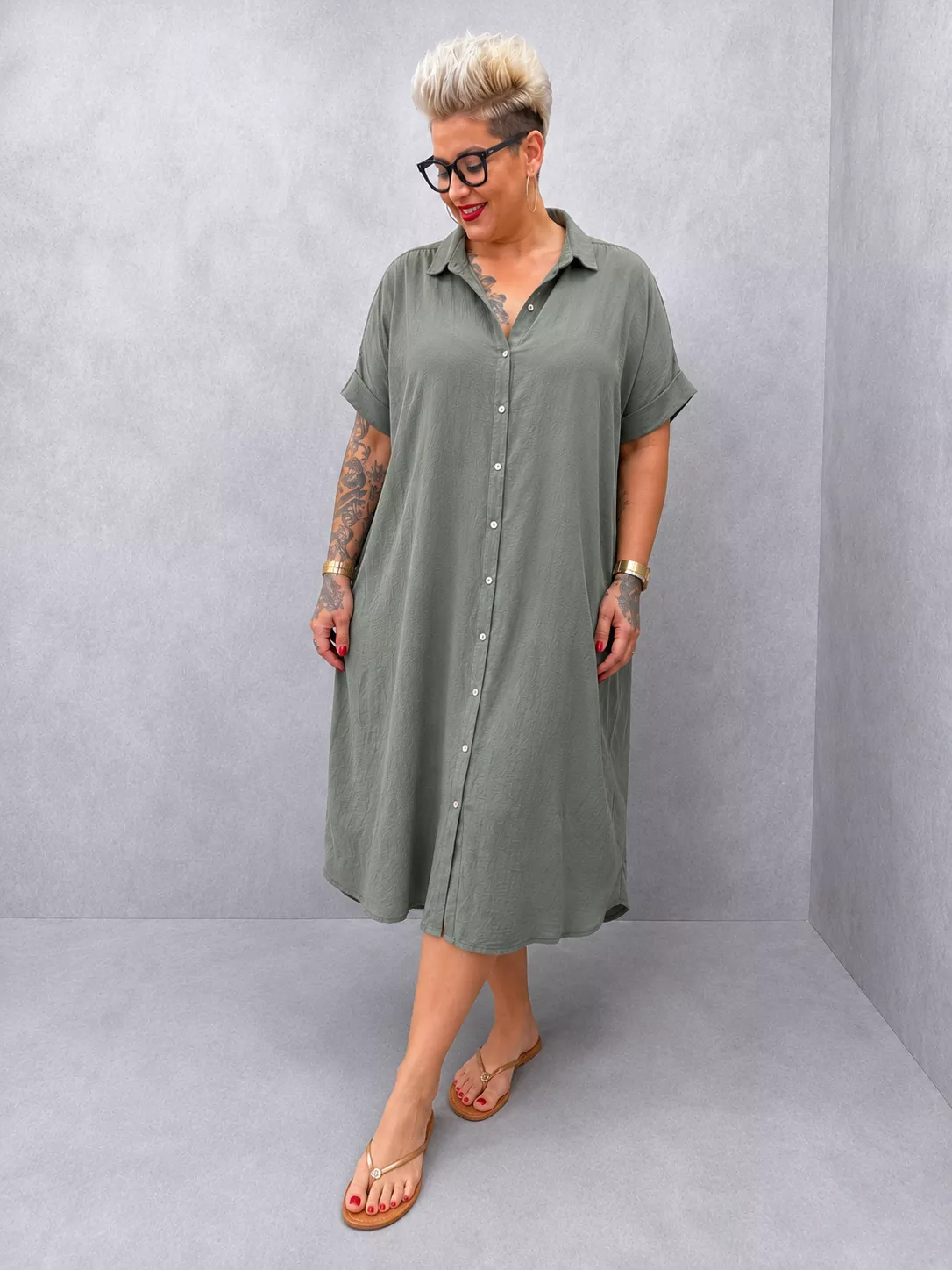 ROBE CHEMISE LA VIE BOHÈME EN VOILE DE COTON – GRANDE TAILLE 46–50