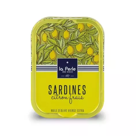 SARDINES AU CITRON FRAIS – POIDS TOTAL NET 115 G – LA PERLE DES DIEUX 1887