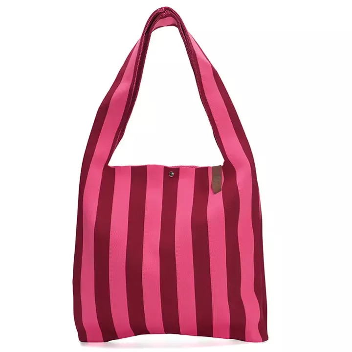 SHOPPER LOÏS ROSE ET BORDEAUX À RAYURES – LOT 83