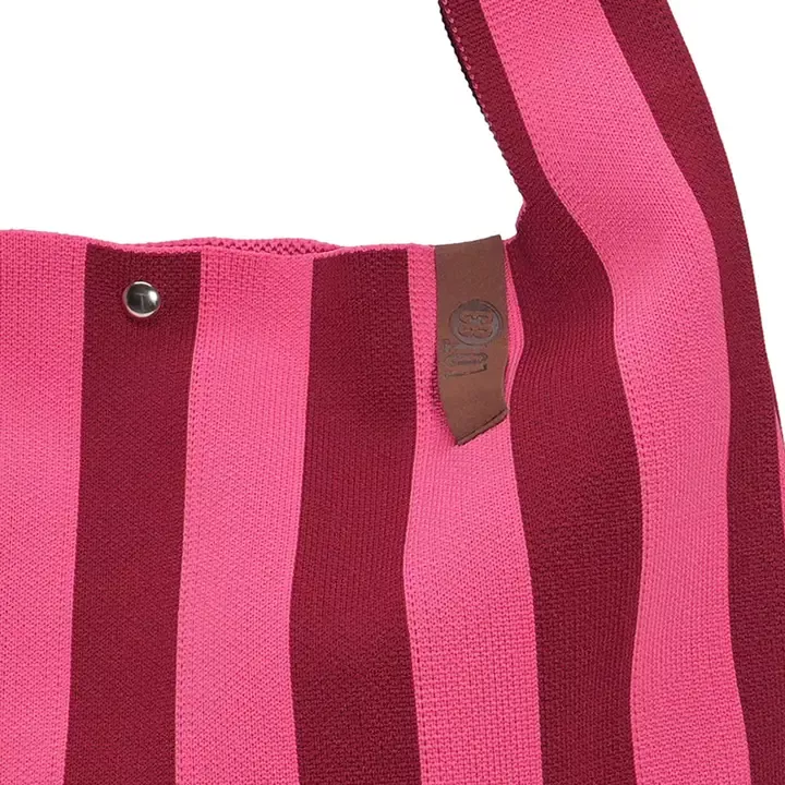 SHOPPER LOÏS ROSE ET BORDEAUX À RAYURES – LOT 83