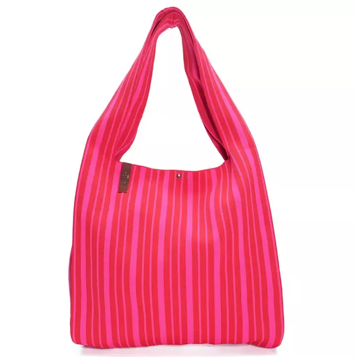 SHOPPER LOÏS ROSE ET ROUGE À FINES RAYURES – LOT 83