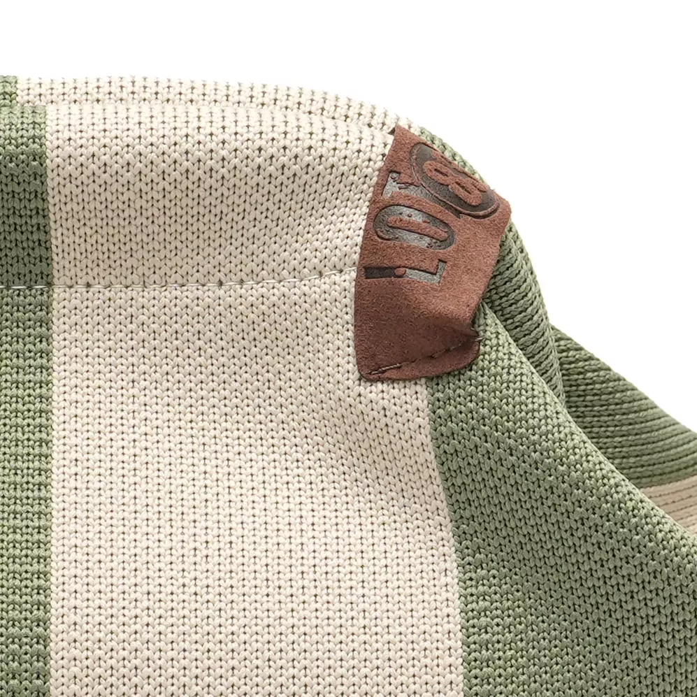 POCHETTE EMMA KAKI ET ÉCRU À LARGES RAYURES – LOT 83