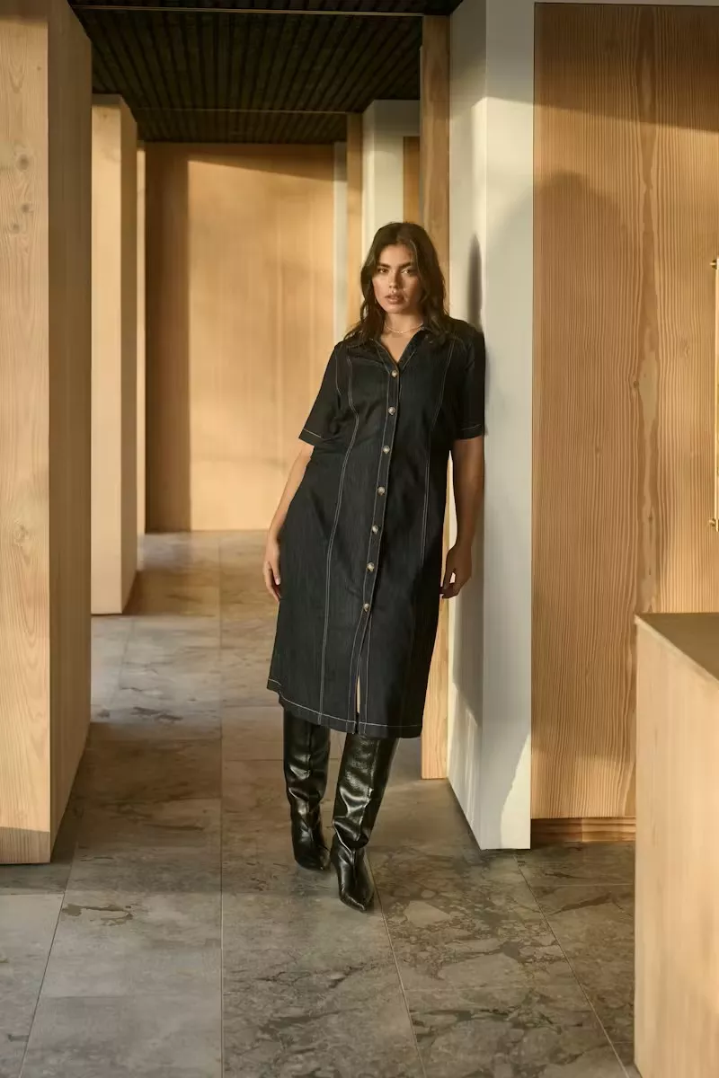 ROBE EN JEANS MIDI MALLY - KAFFE CURVE - GRANDE TAILLE 44-52
