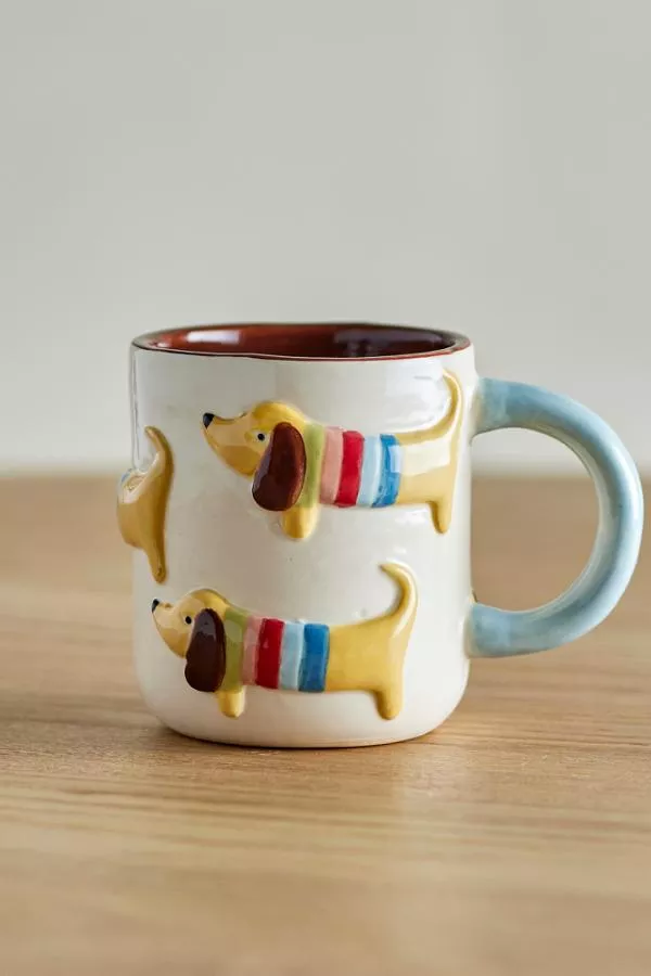 TASSE CHARLIE EN GRÈS – TECKELS EN RELIEF – BLOOMINGVILLE MINI