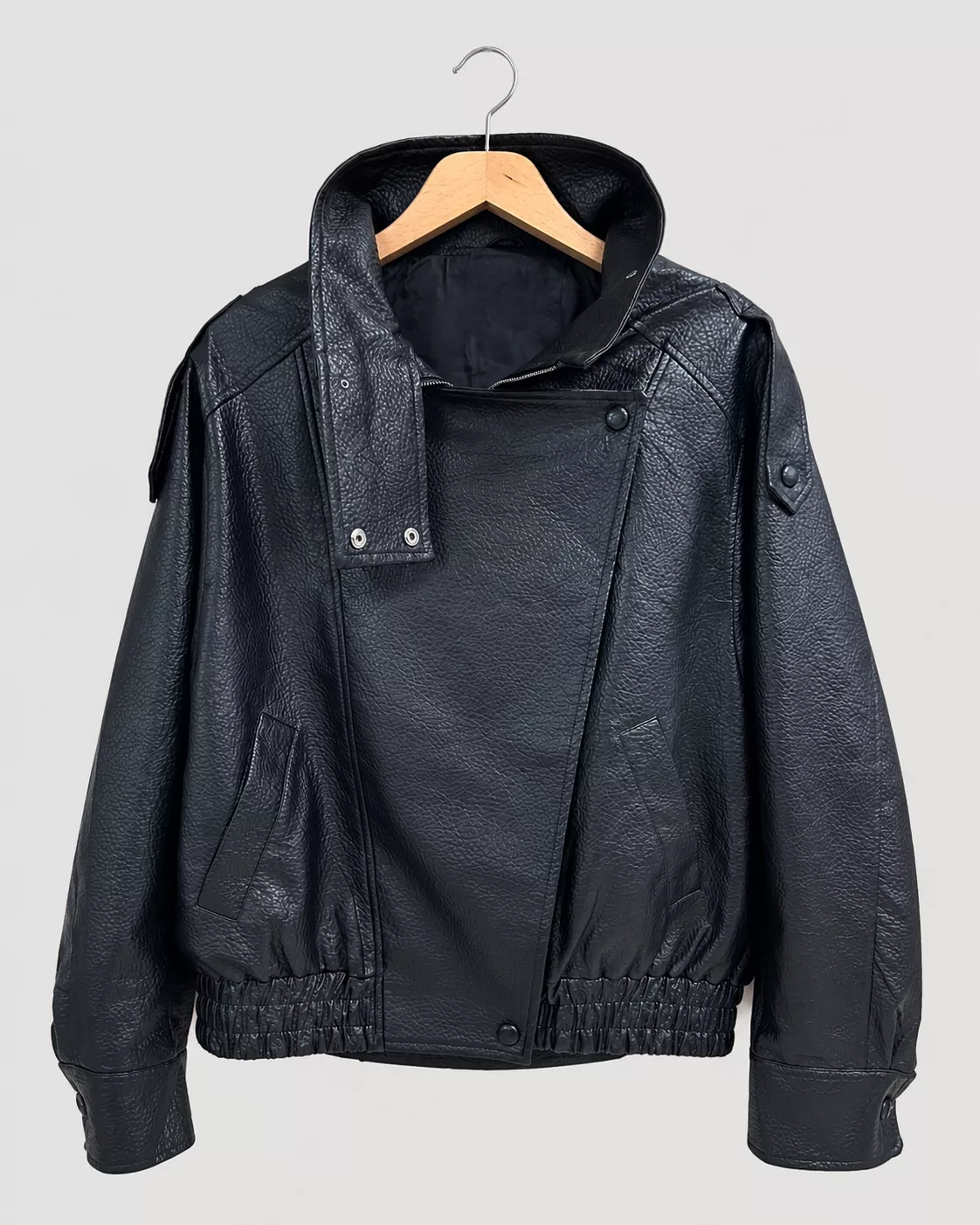 BLOUSON PILOTE HARPER EN SIMILICUIR - PEAFOWL - GRANDE TAILLE 46-48