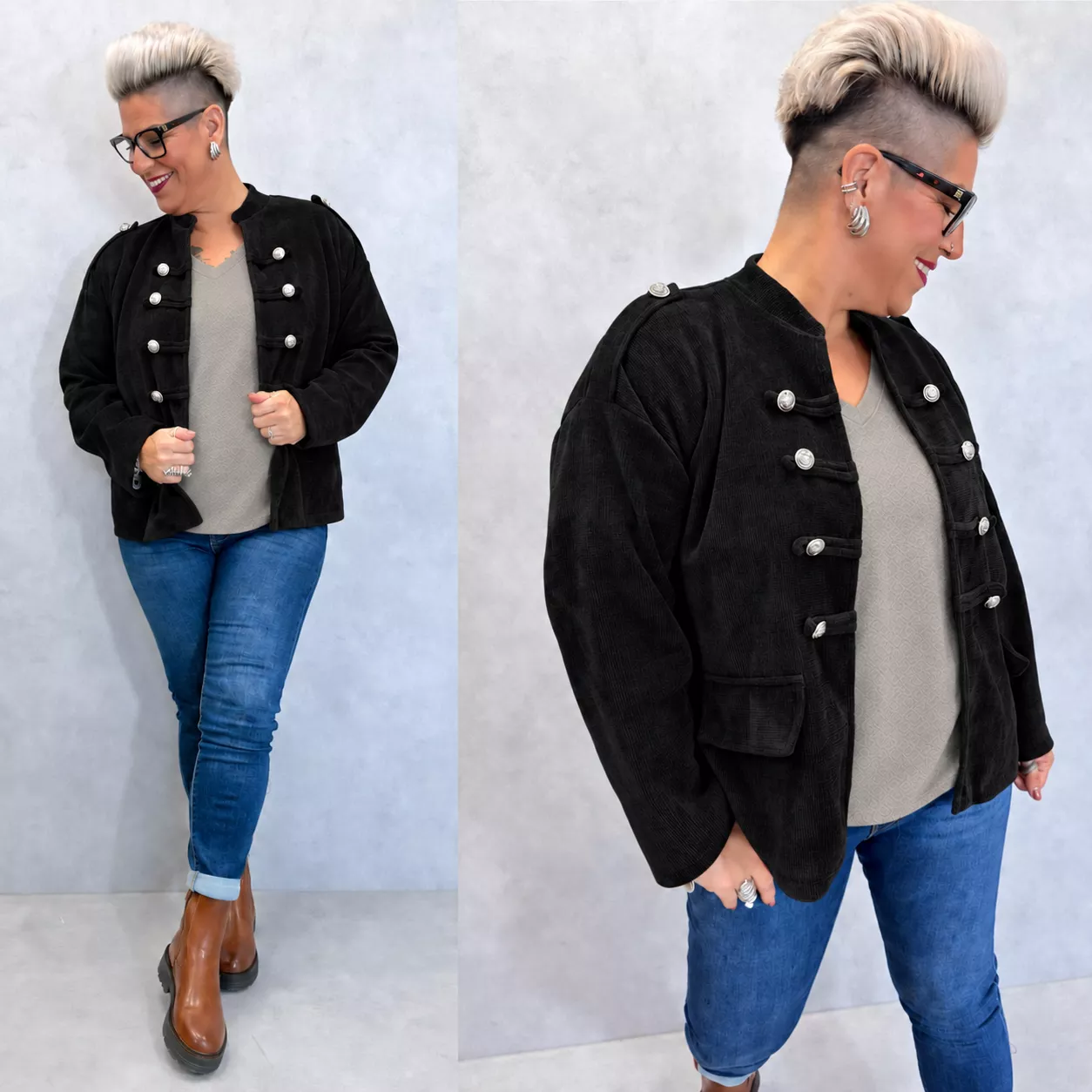 VESTE OFFICIER EN VELOURS - GRANDE TAILLE 46-48