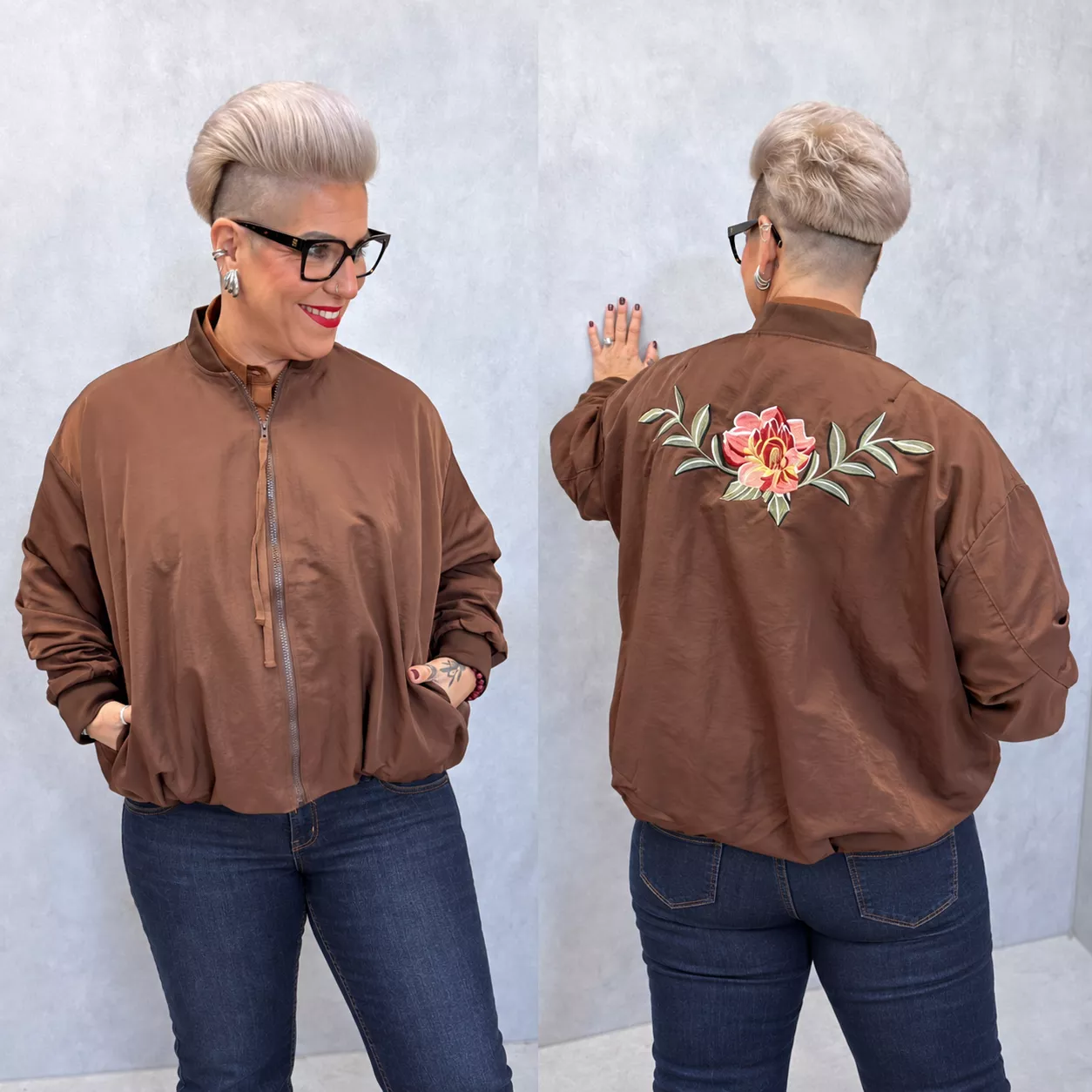BOMBER FLORA - MINA ROSA - GRANDE TAILLE 42-44