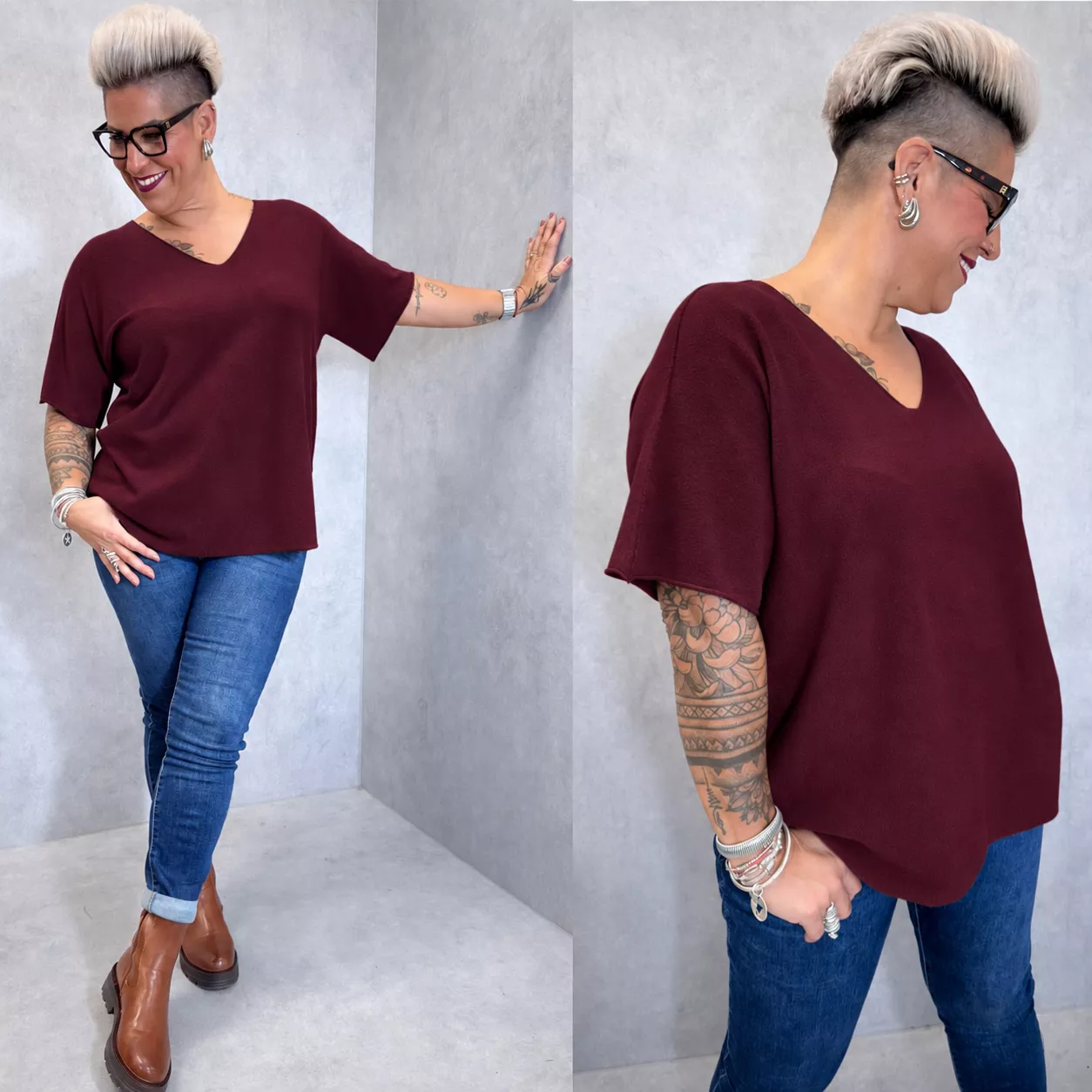 PULL MANCHES COURTES MILOU - C’ MÉLODIE - GRANDE TAILLE 42-46